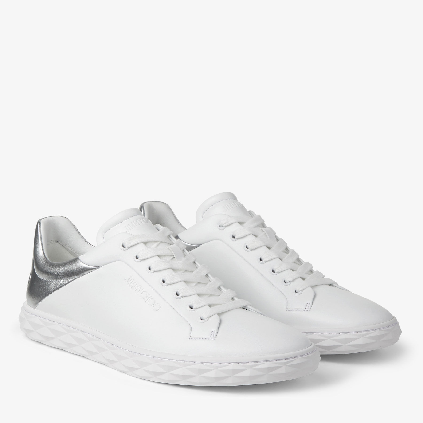 Diamond Light/m Ii
White Leather and- Silver Metallic Nappa Low-Top Trainers - 2