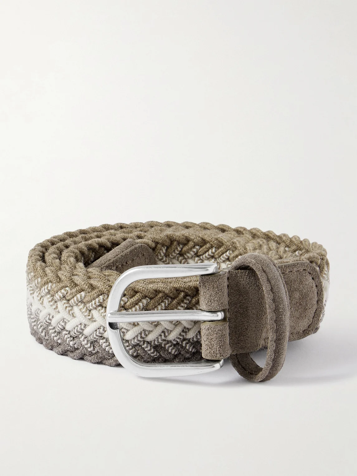 Suede-Trimmed Woven Cord Belt - 1