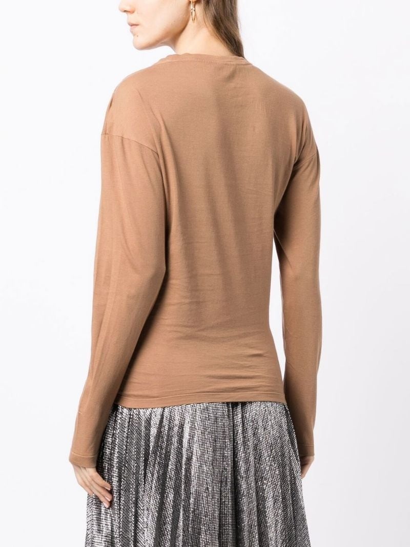 gathered-detail long sleeve top - 4