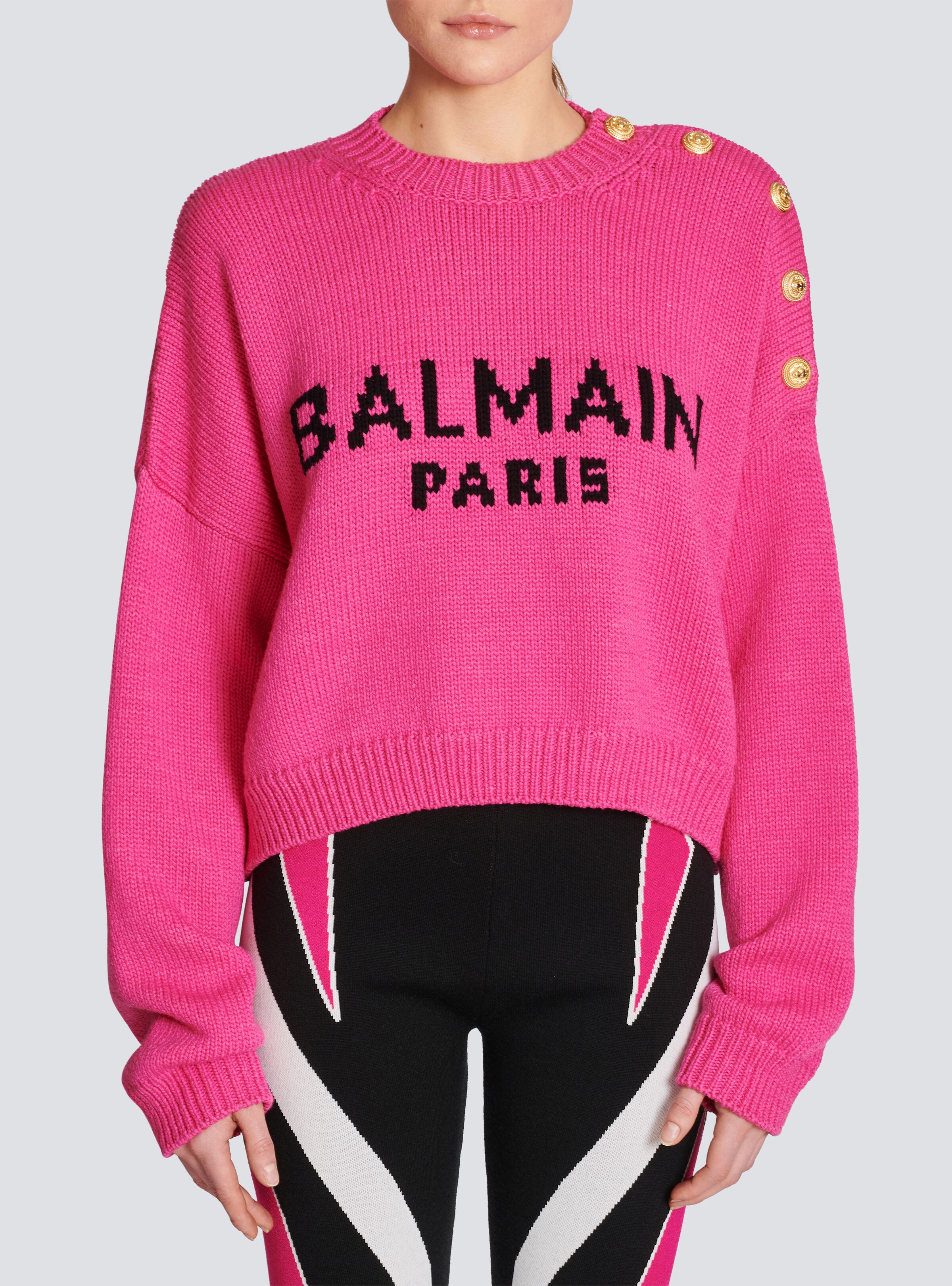 Balmain logo cropped knit jumper - 5