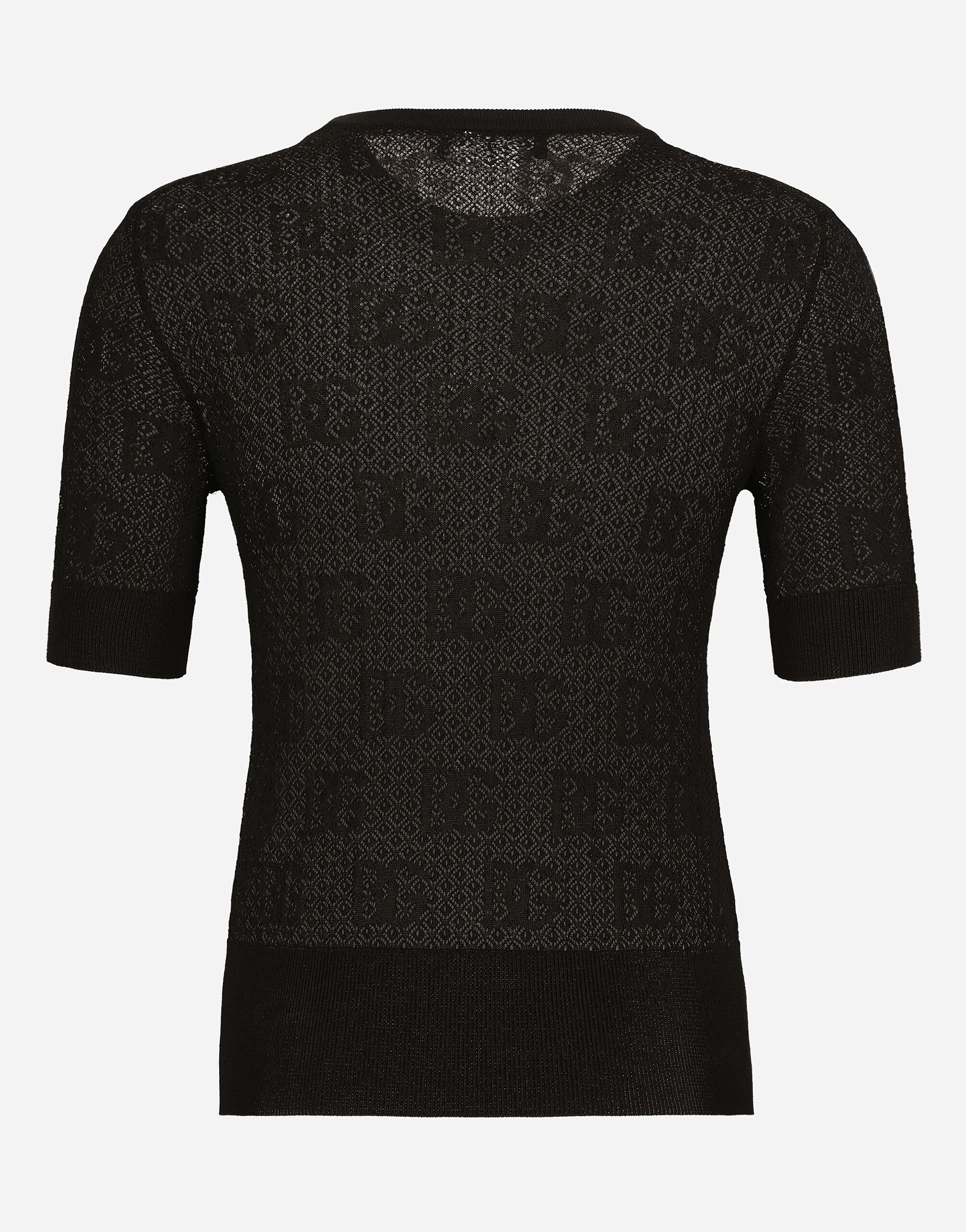 Lace-stitch viscose sweater with jacquard DG logo - 2