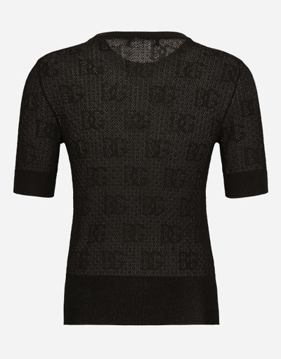 Dolce & Gabbana Lace-stitch viscose sweater with jacquard DG logo outlook