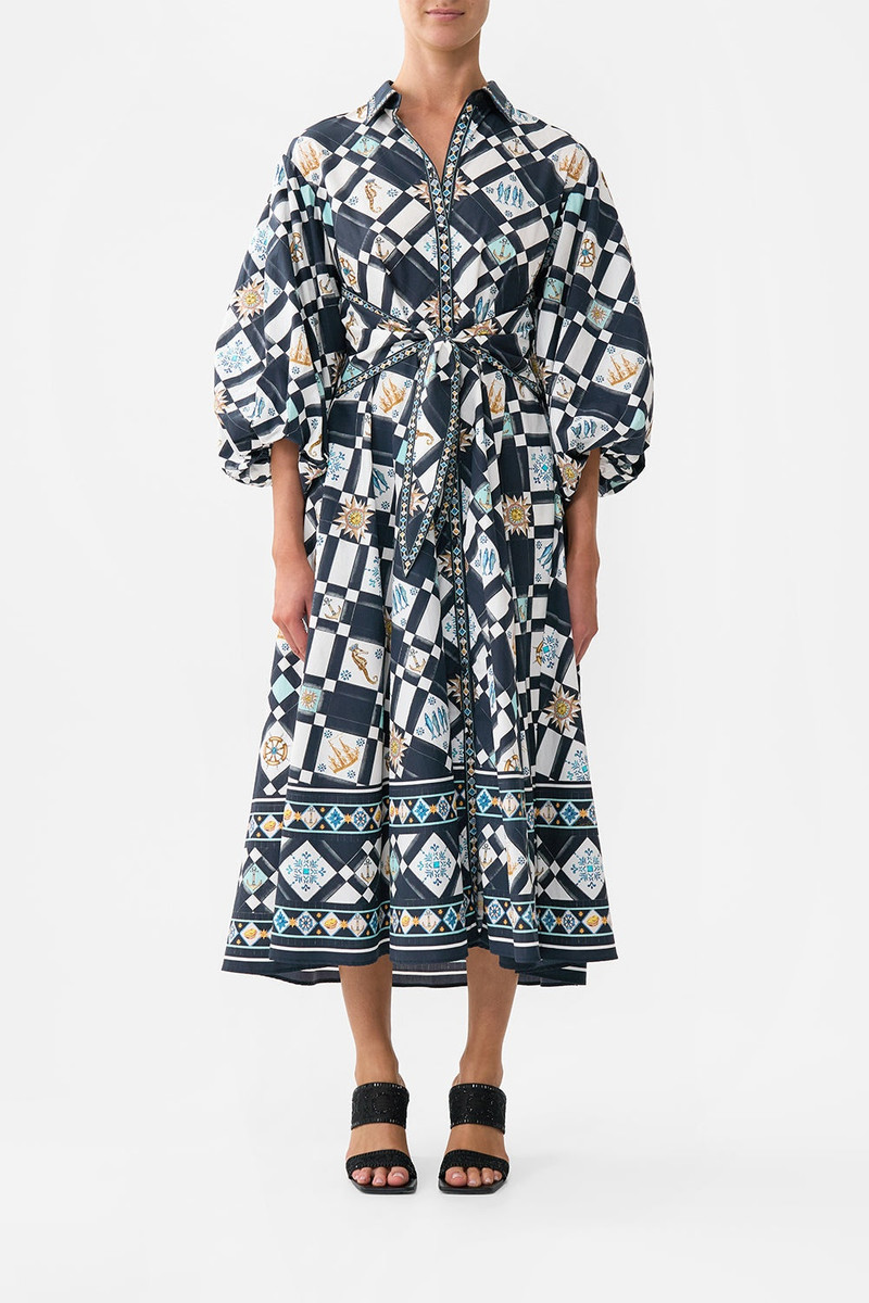CAMILLA WAIST TIE SHIRT DRESS WITH BUBBLE SLEEVE outlook