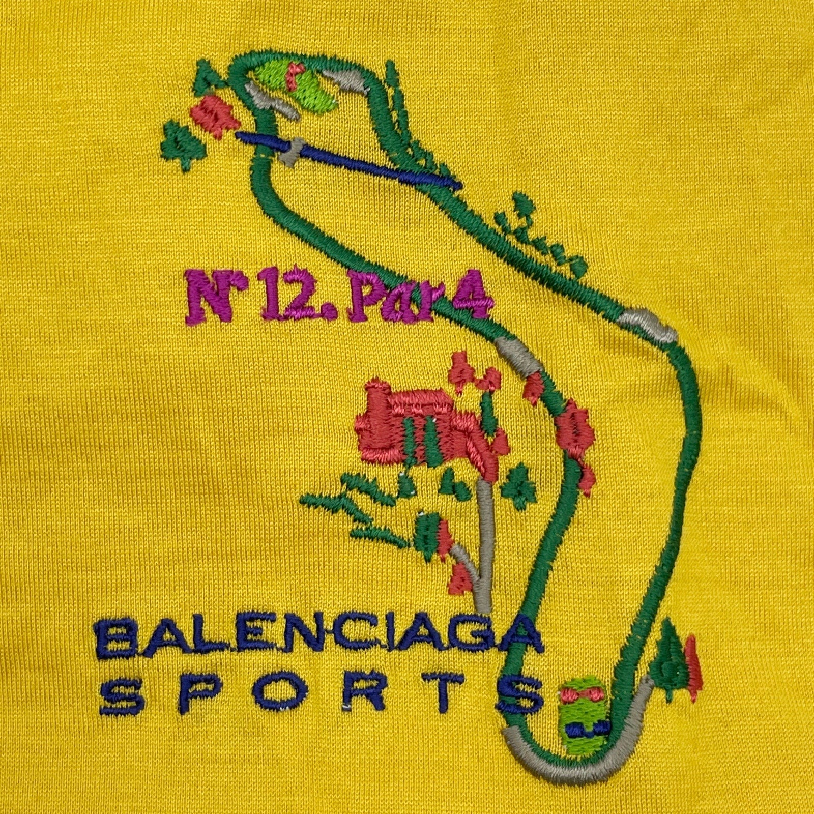 BALENCIAGA Embroidered Long Sleeve Polo Shirt - Yellow - 4