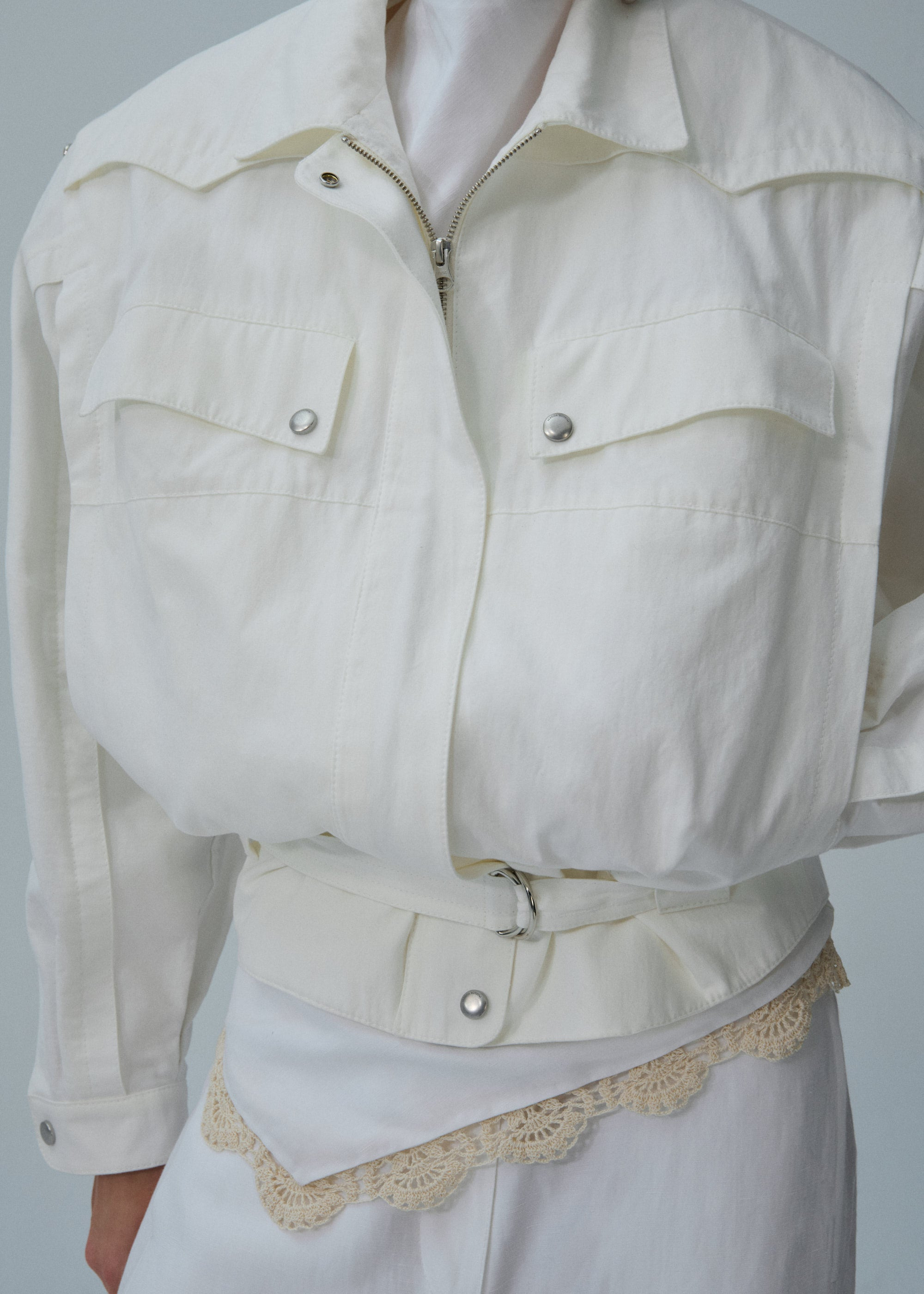 Oversized cotton jacket in white - 5