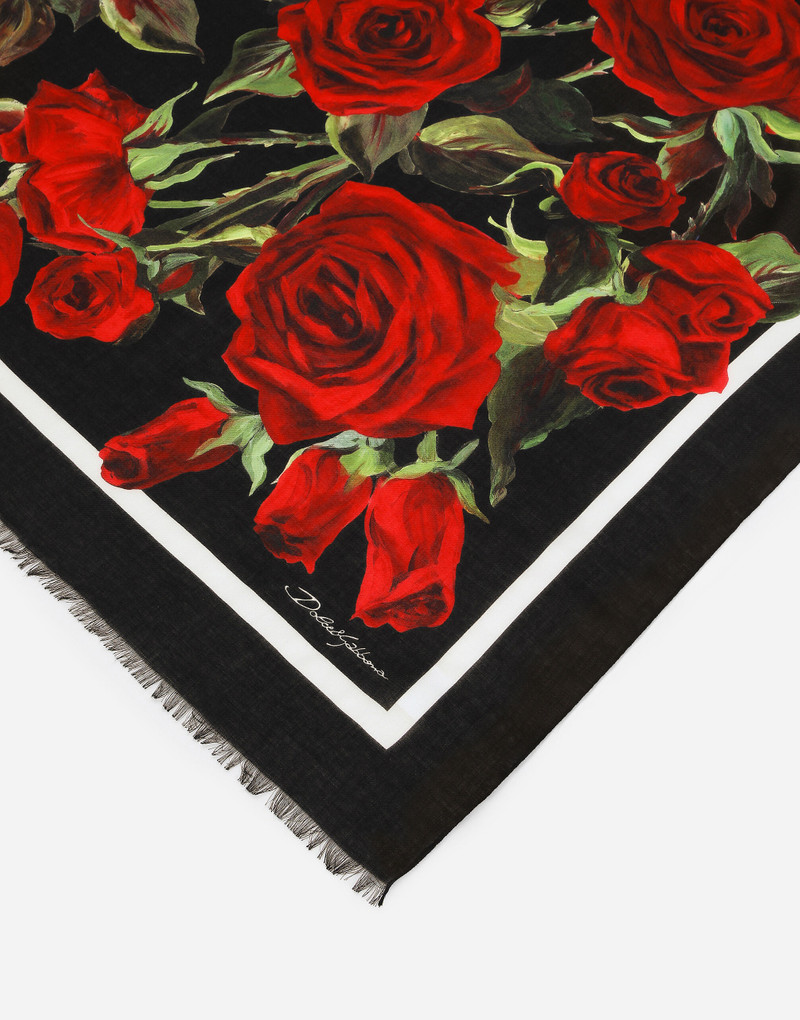Dolce & Gabbana Modal and silk scarf with all-over rose print outlook