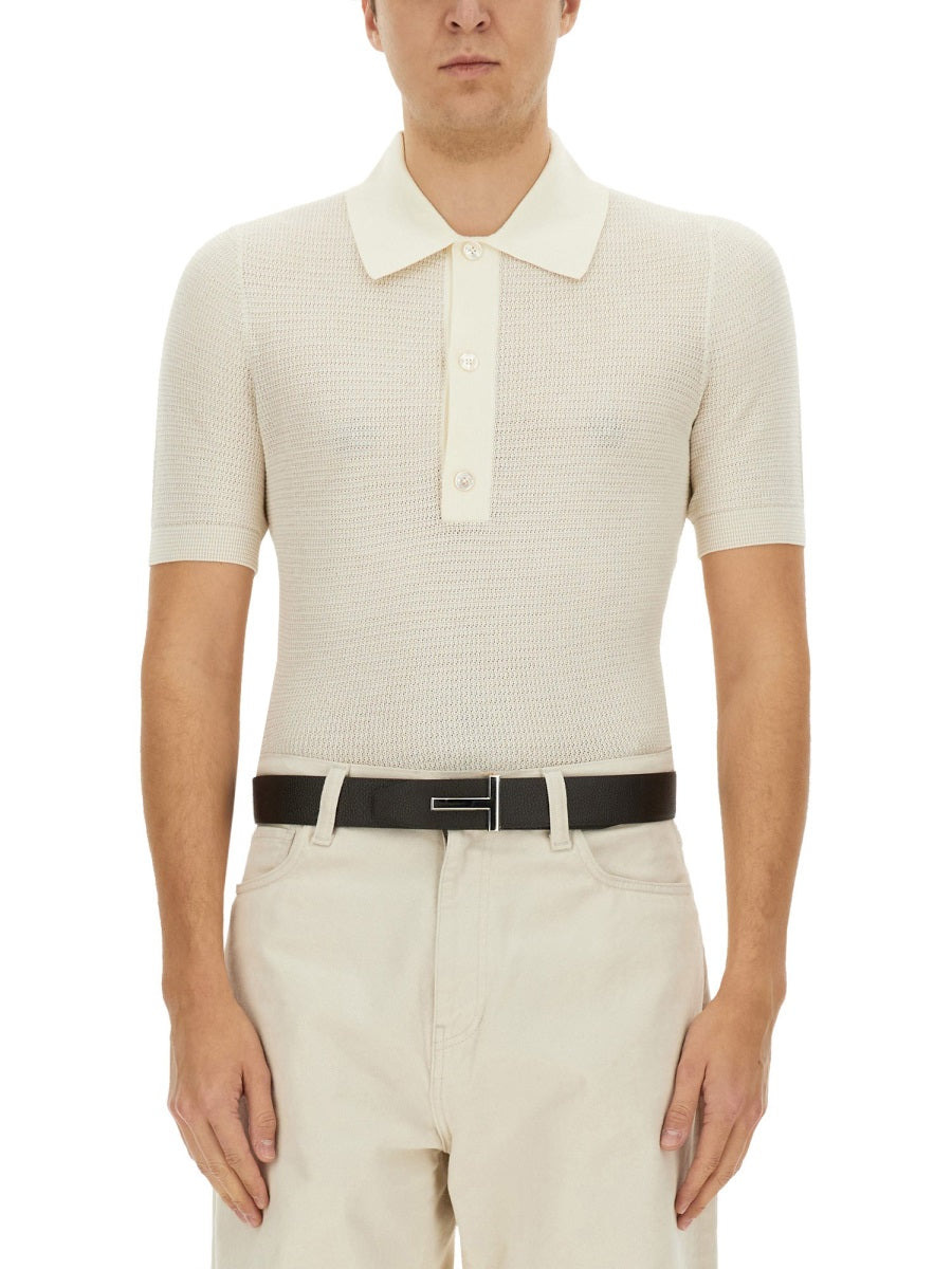 Tom Ford Men Cotton And Silk Polo Shirt - 1