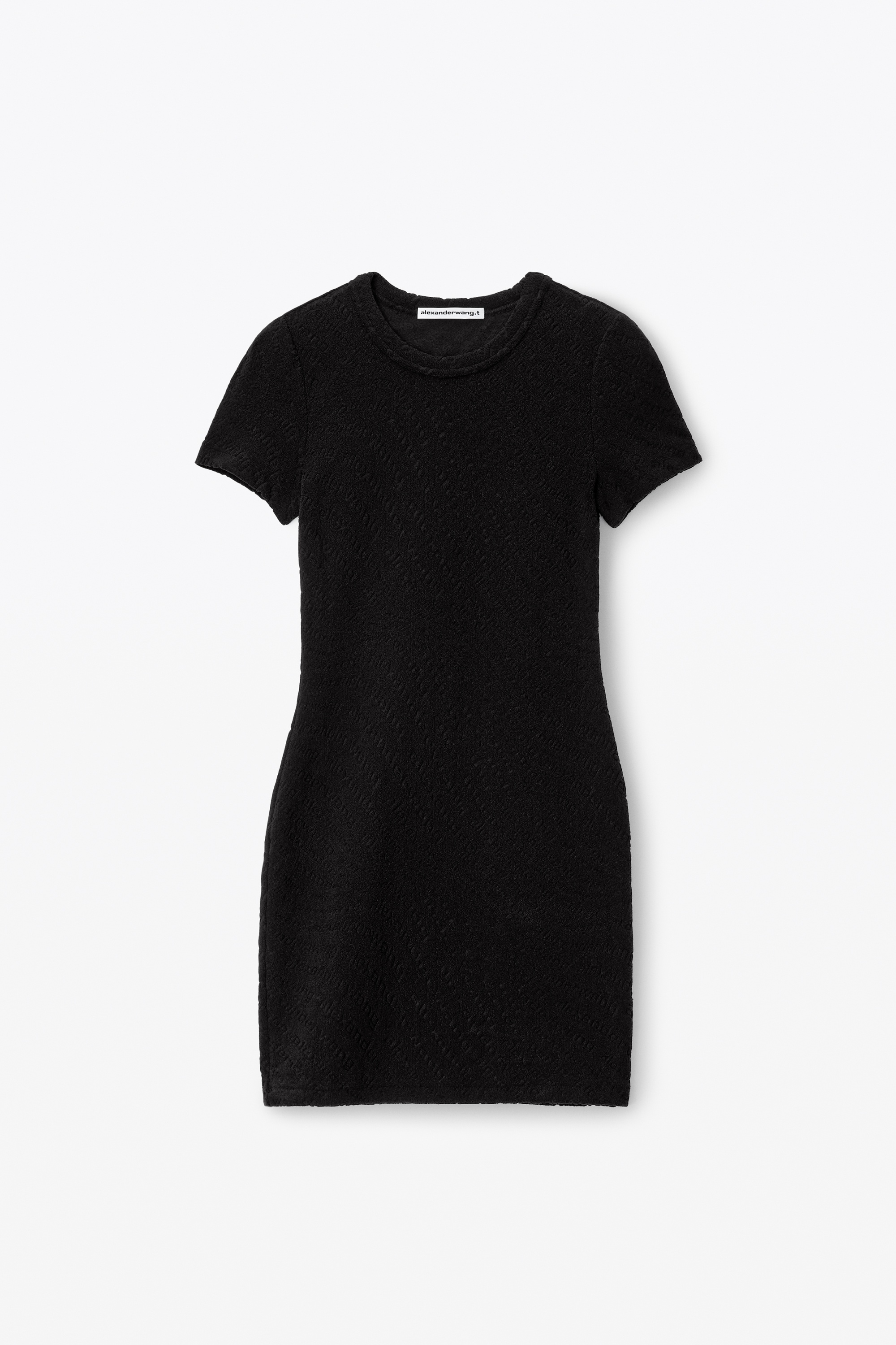 【ALEXANDER WANG】Jacquard mini dress/ミニ ドレス/ブラック/S logo jacquard stretch short sleeve mini dress in WHITE