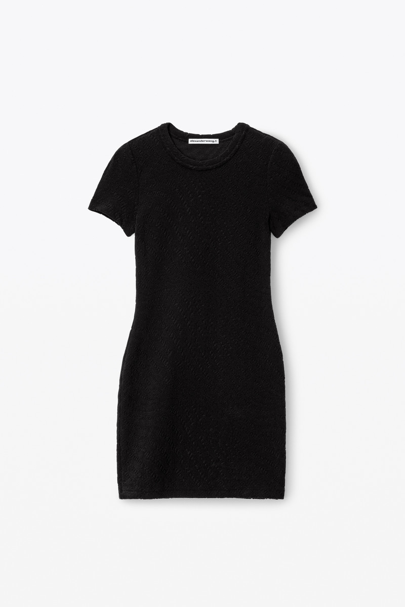 logo jacquard stretch short sleeve mini dress 1