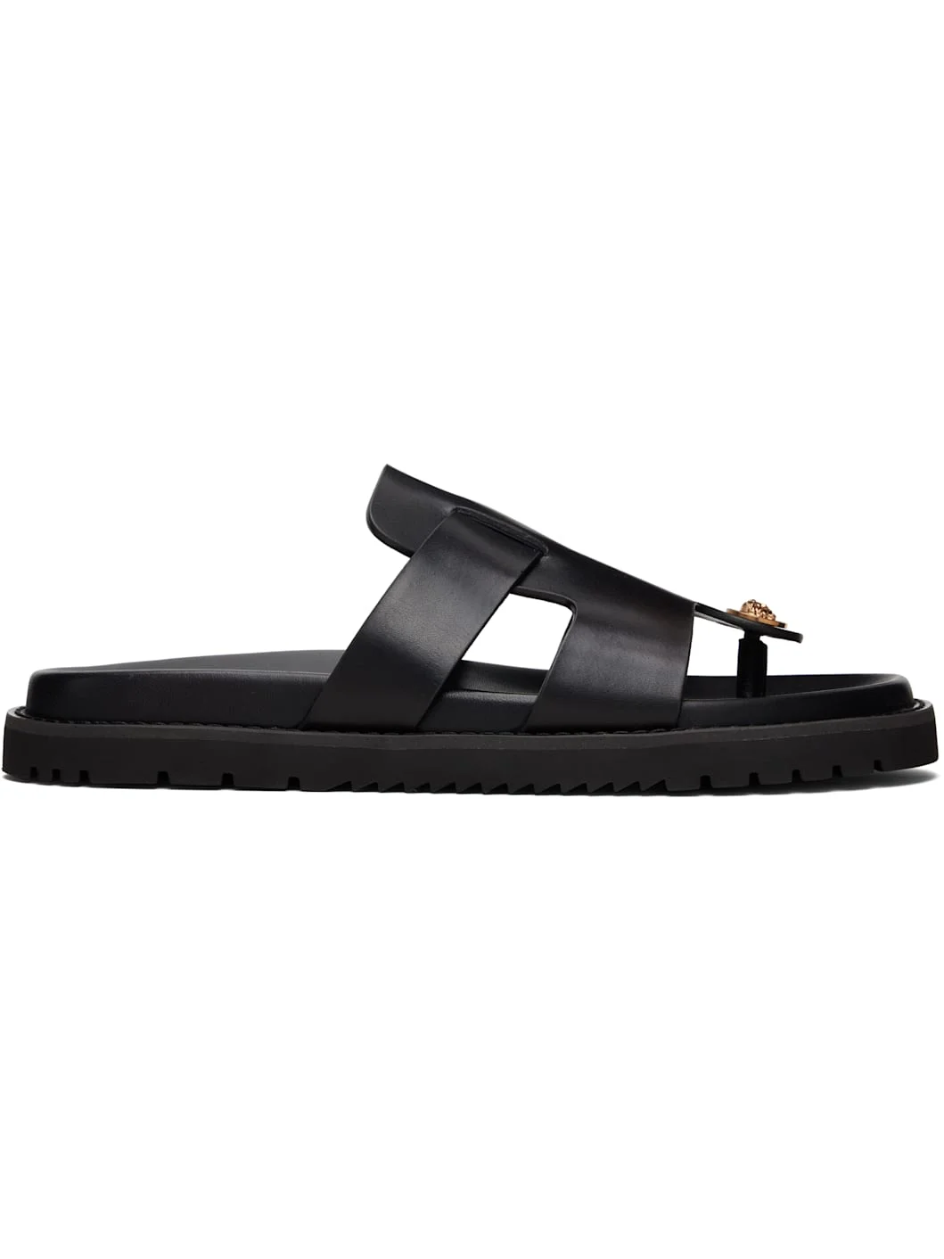 Black Leather Sandals - 1