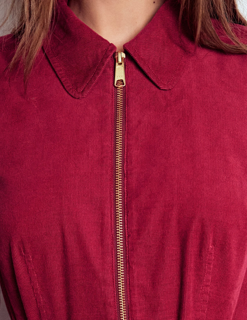Adelaide Zip Cord Midi Dress-Burgundy Red 3