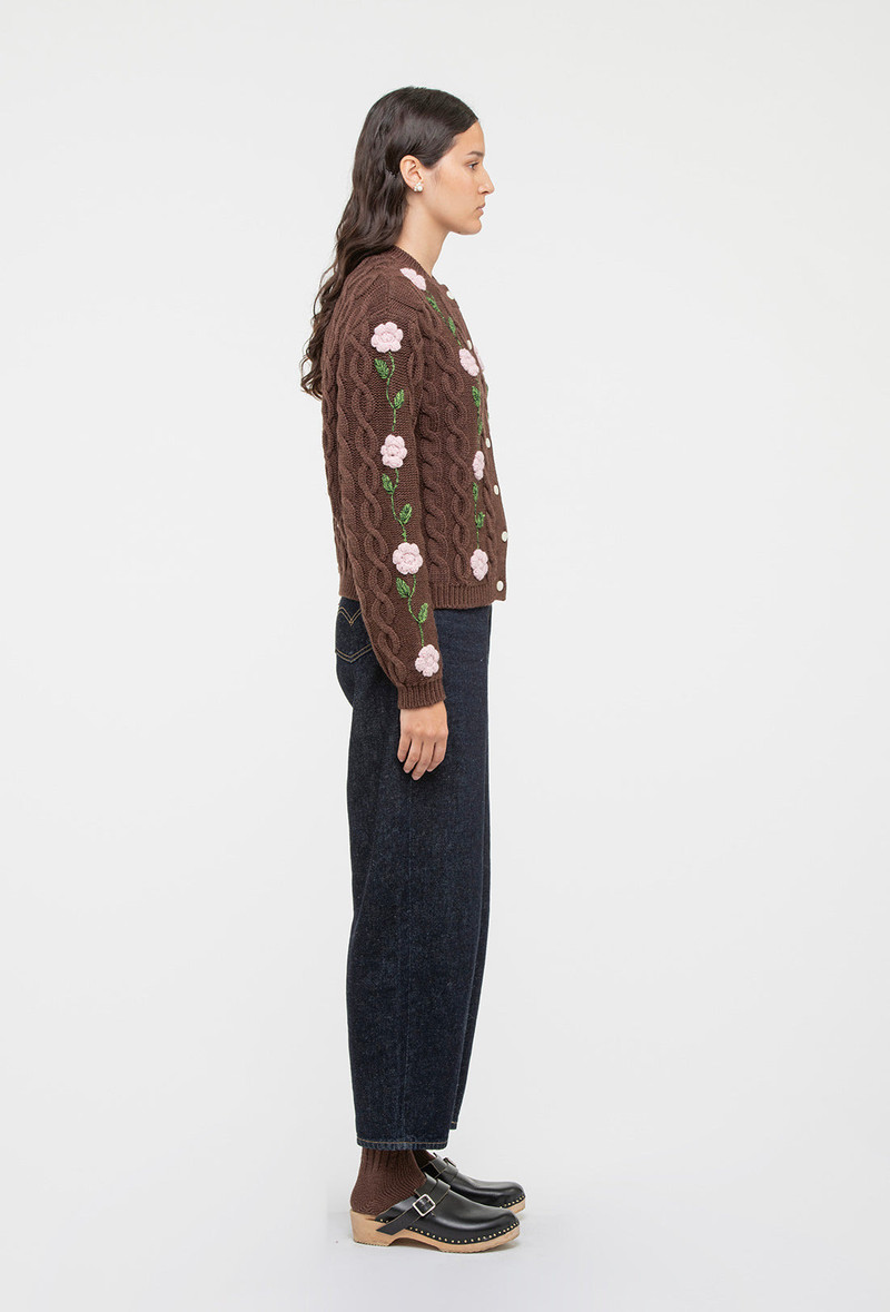 Minnie Cardigan - Chocolate Brown/Pale Pink 4