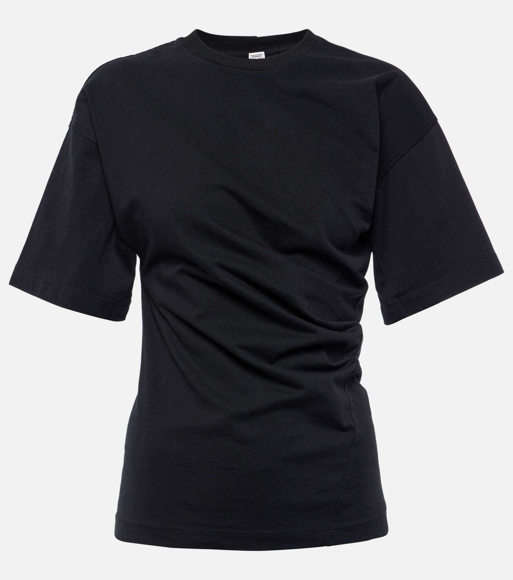 Gathered cotton jersey T-shirt - 1