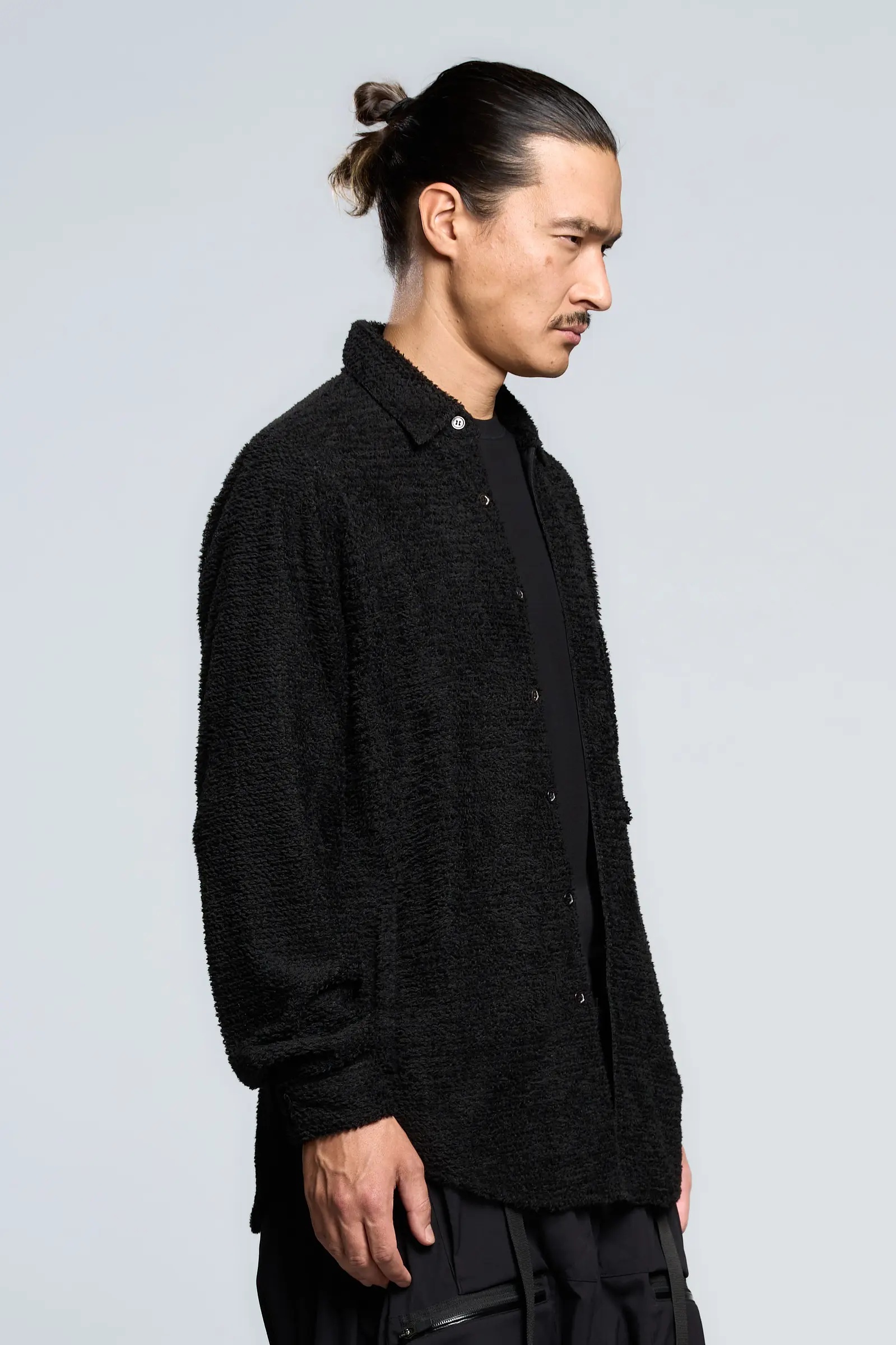 LA1-AD Lofted Knit Fiber Long Sleeve Shirt Black - 2