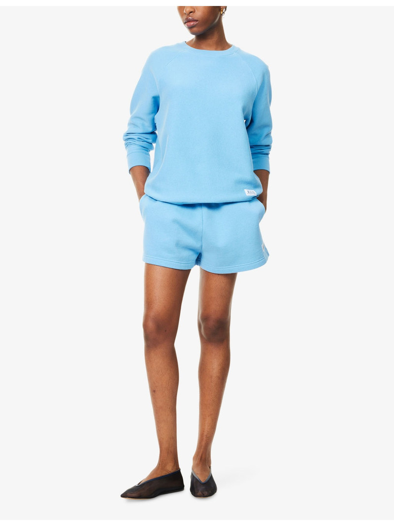 Sporty & Rich Runner Soft Disco Cotton-Jersey Shorts outlook