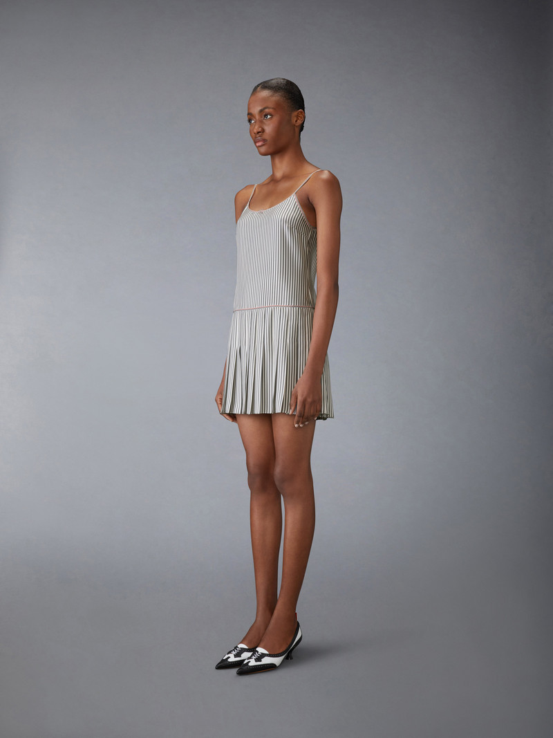 SILK TWILL MINI PLEATED SLIP DRESS 3