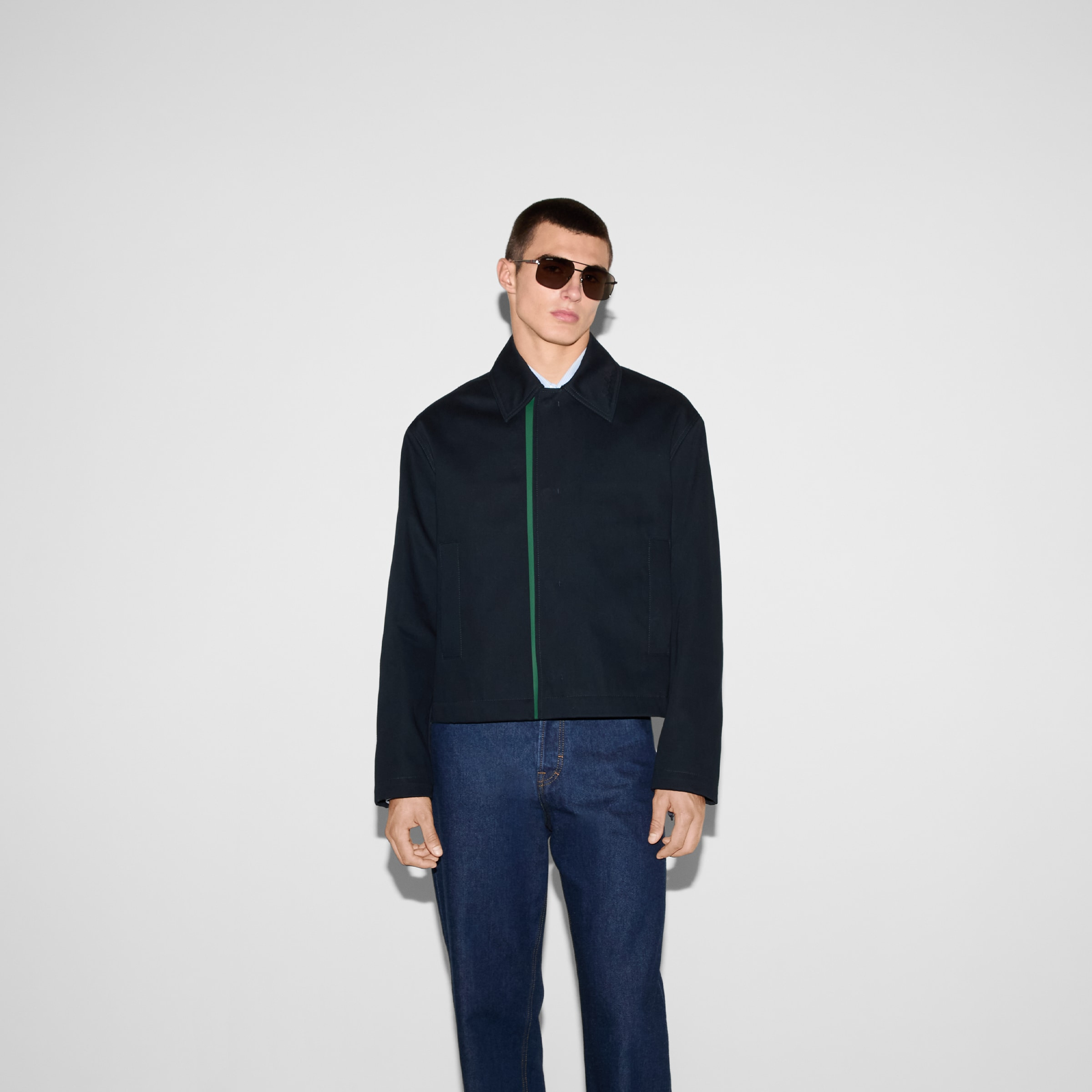 Embossed cotton gabardine jacket - 3