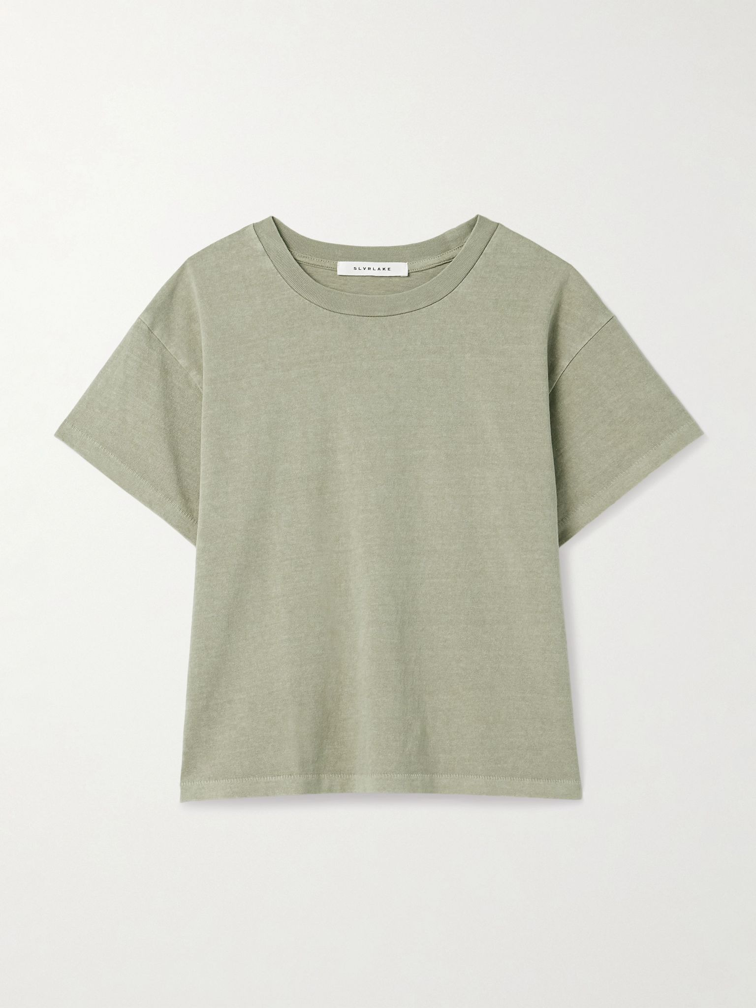 Square cotton-jersey T-shirt Gray green - 1
