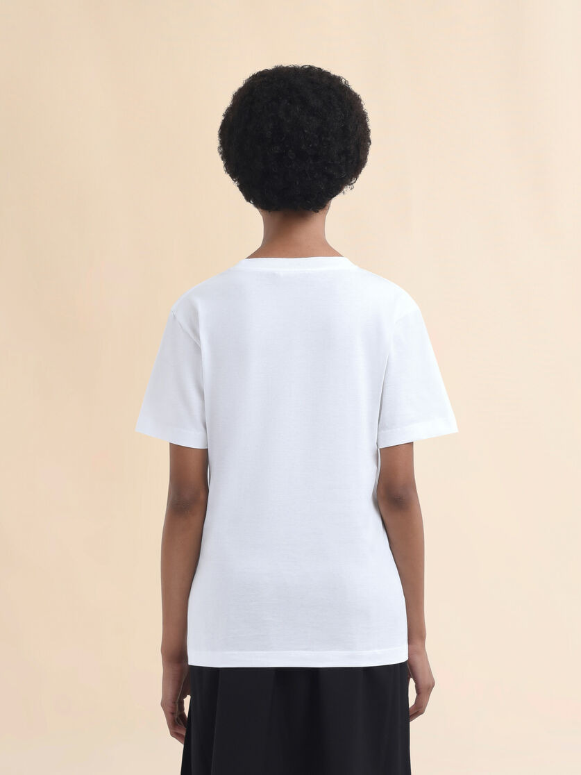 WHITE JERSEY T-SHIRT WITH MARNI SCRIBBLED LOGO - 3