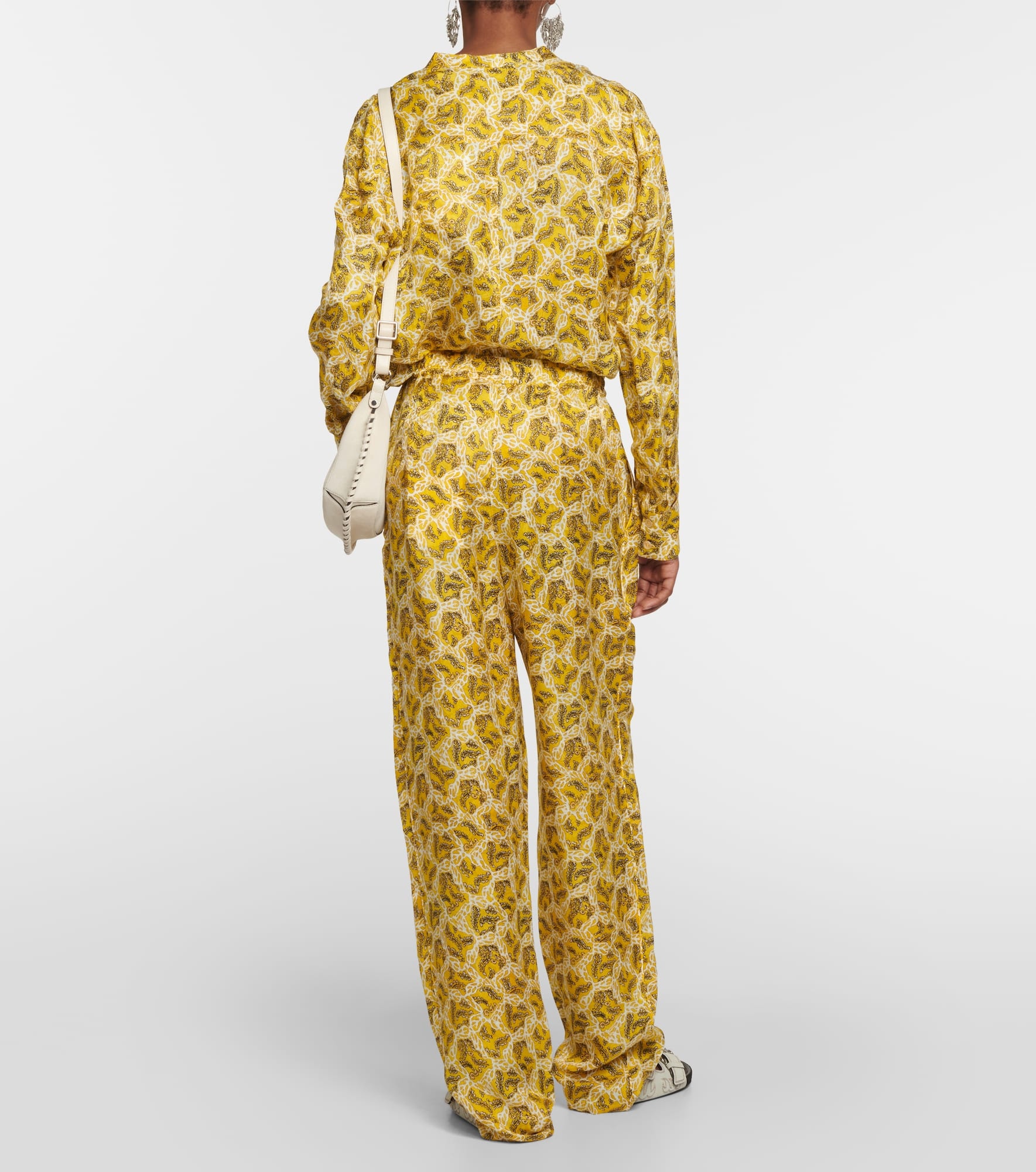 Piera printed silk-blend straight pants - 3