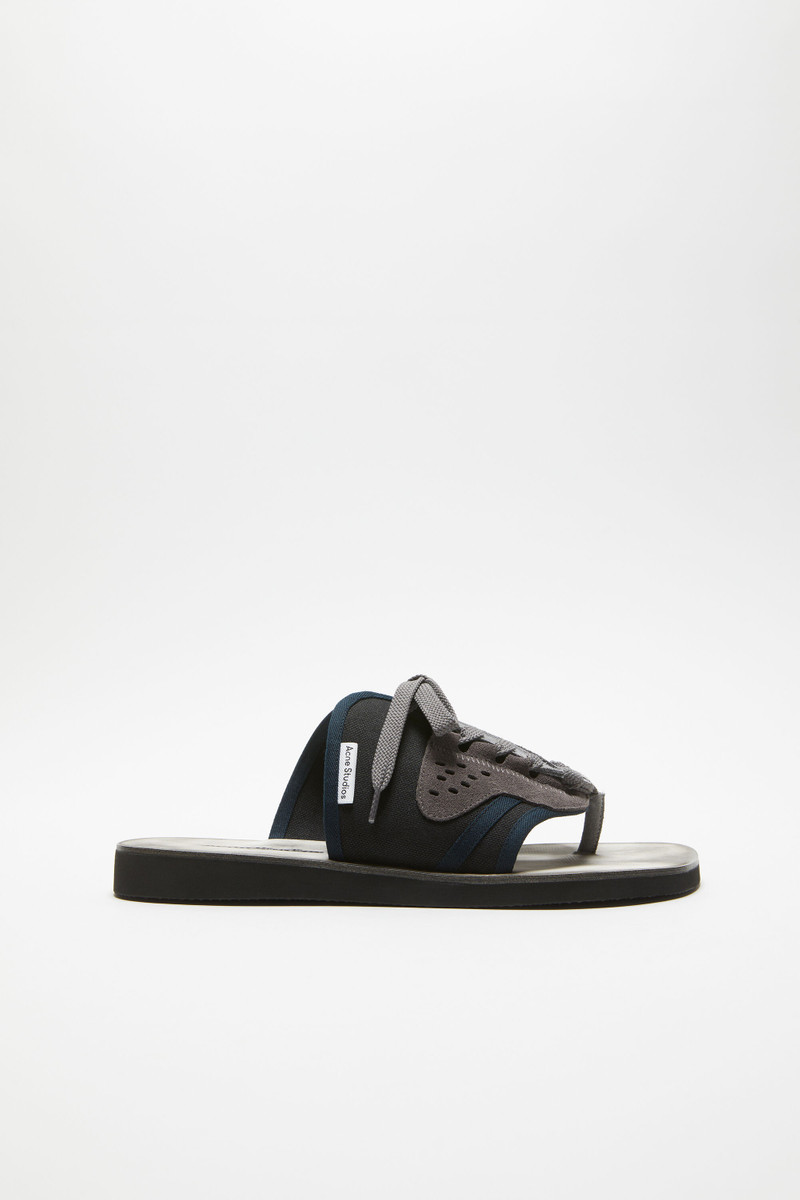 Lace-up leather sandals - Black 1