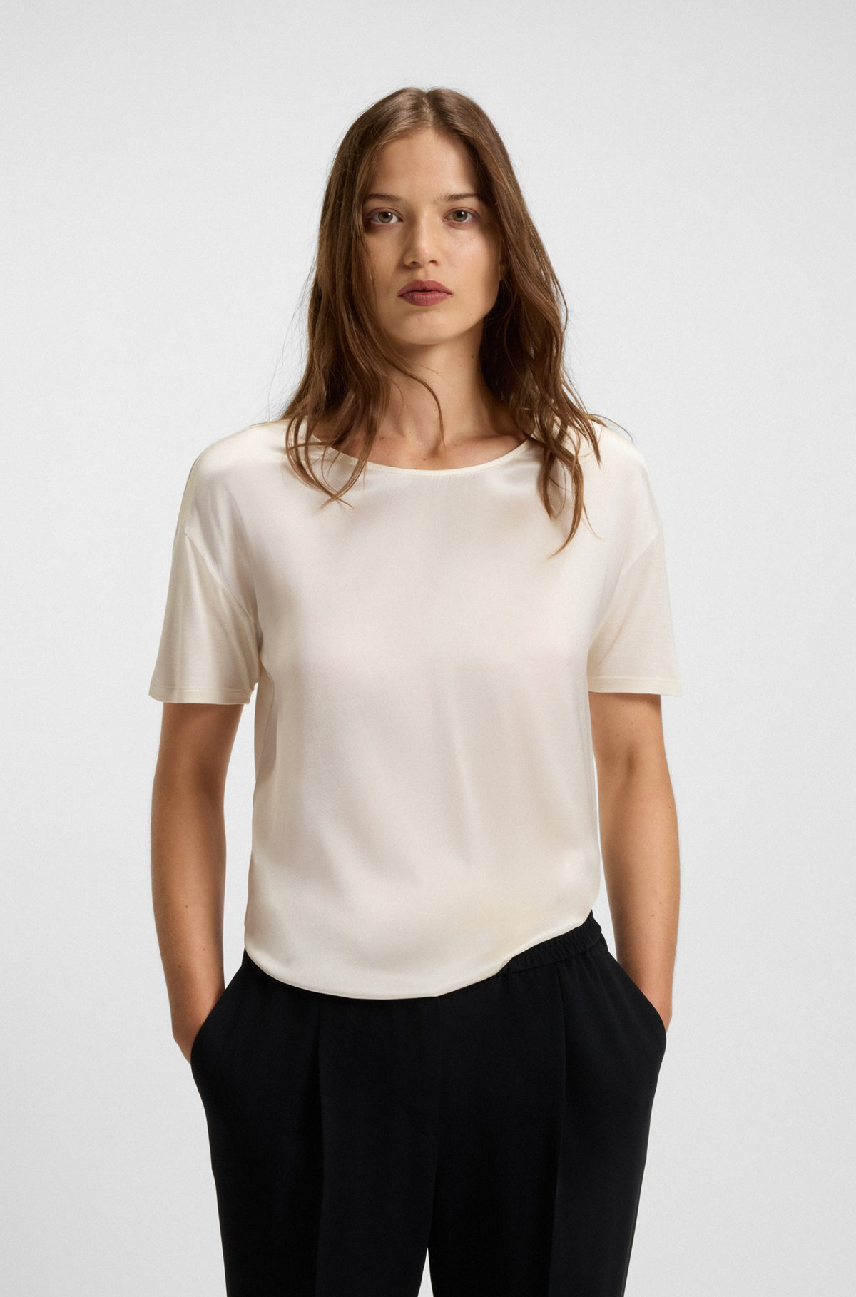 REGULAR-FIT JERSEY TOP WITH STRETCH-SILK FRONT - 2