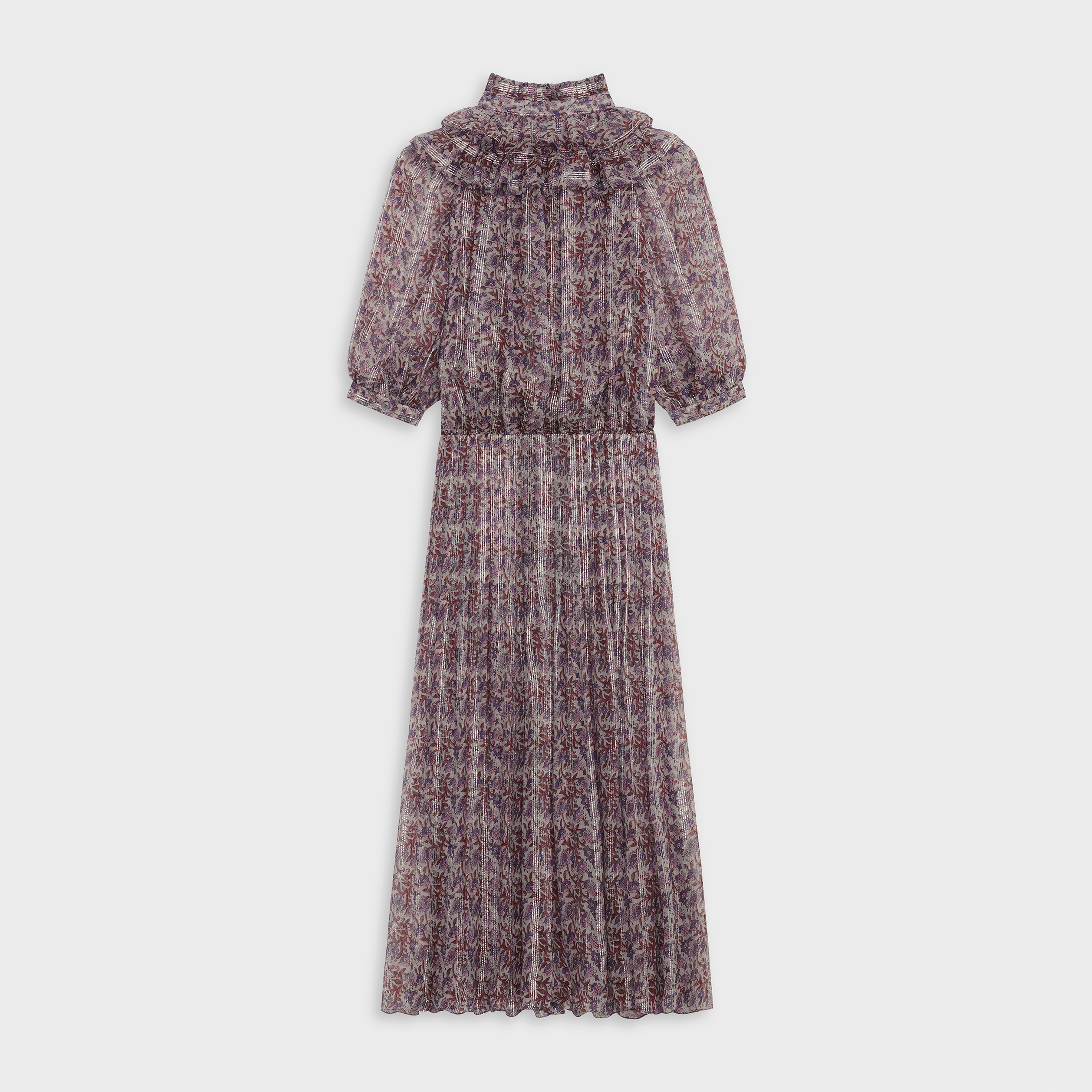 DRESS WITH FRILLED COLLAR IN LAMÉ SILK CREPON - 2