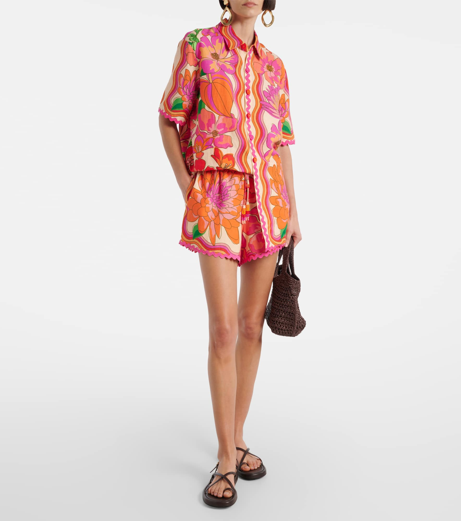 Floral linen-blend shorts - 2