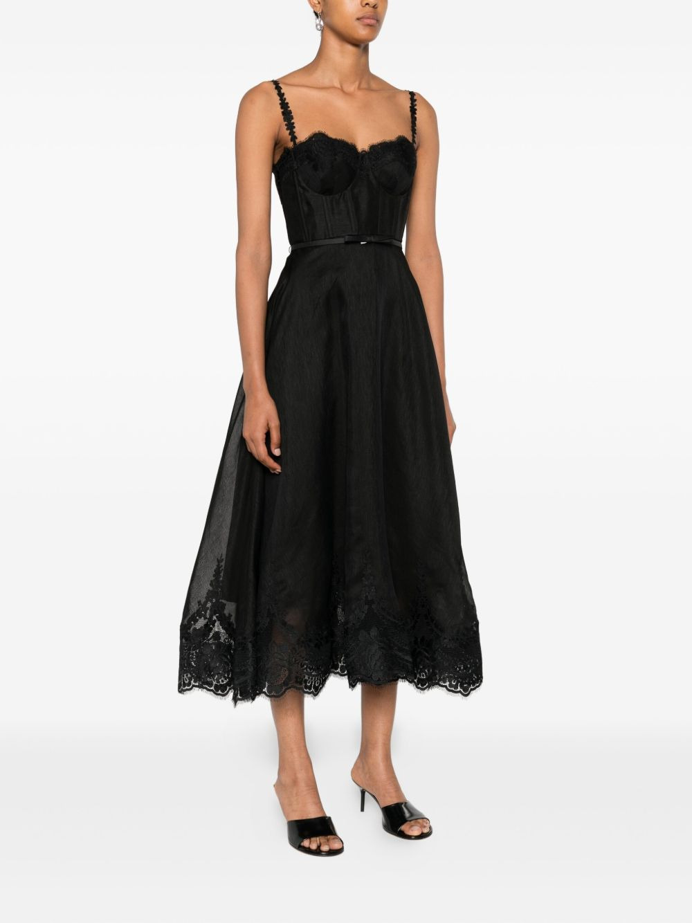 lace-trimmed corset midi dress - 3
