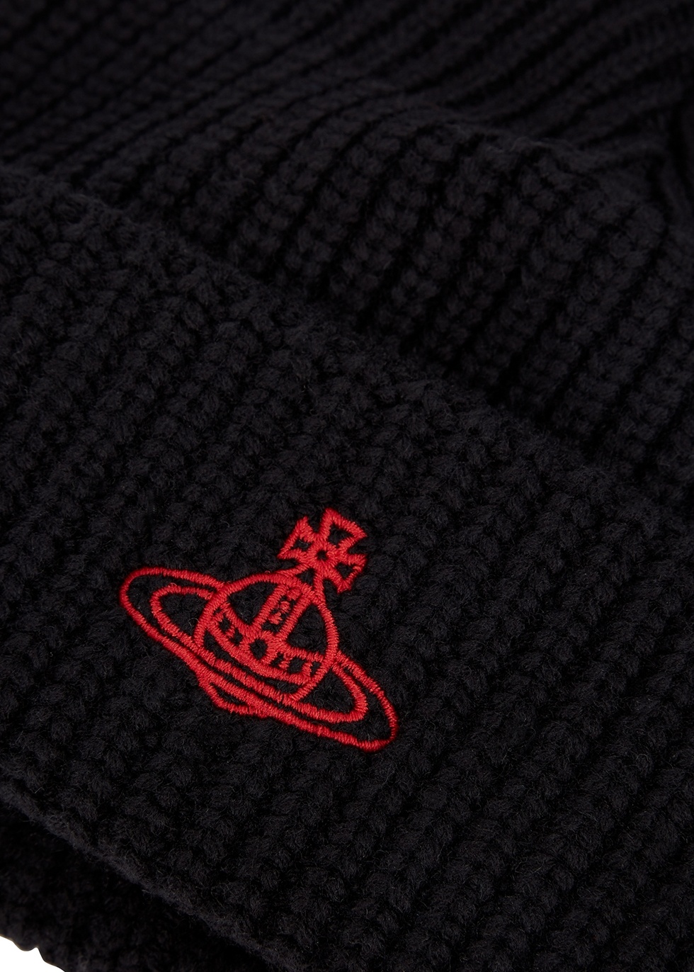 Black logo-embroidered wool beanie - 3