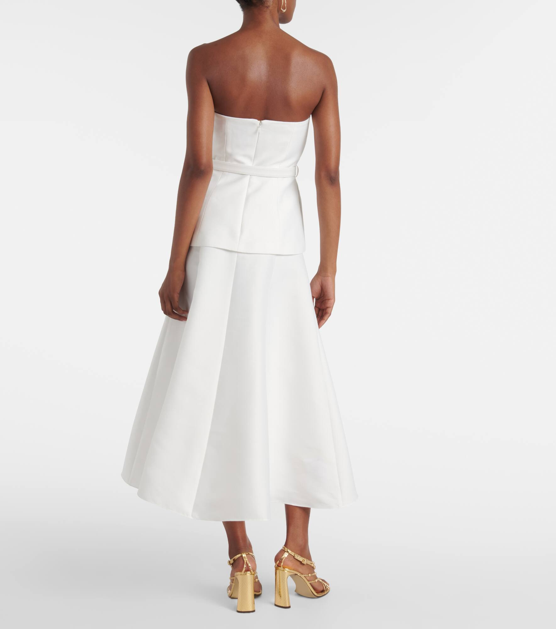 Bridal strapless taffeta midi dress - 3
