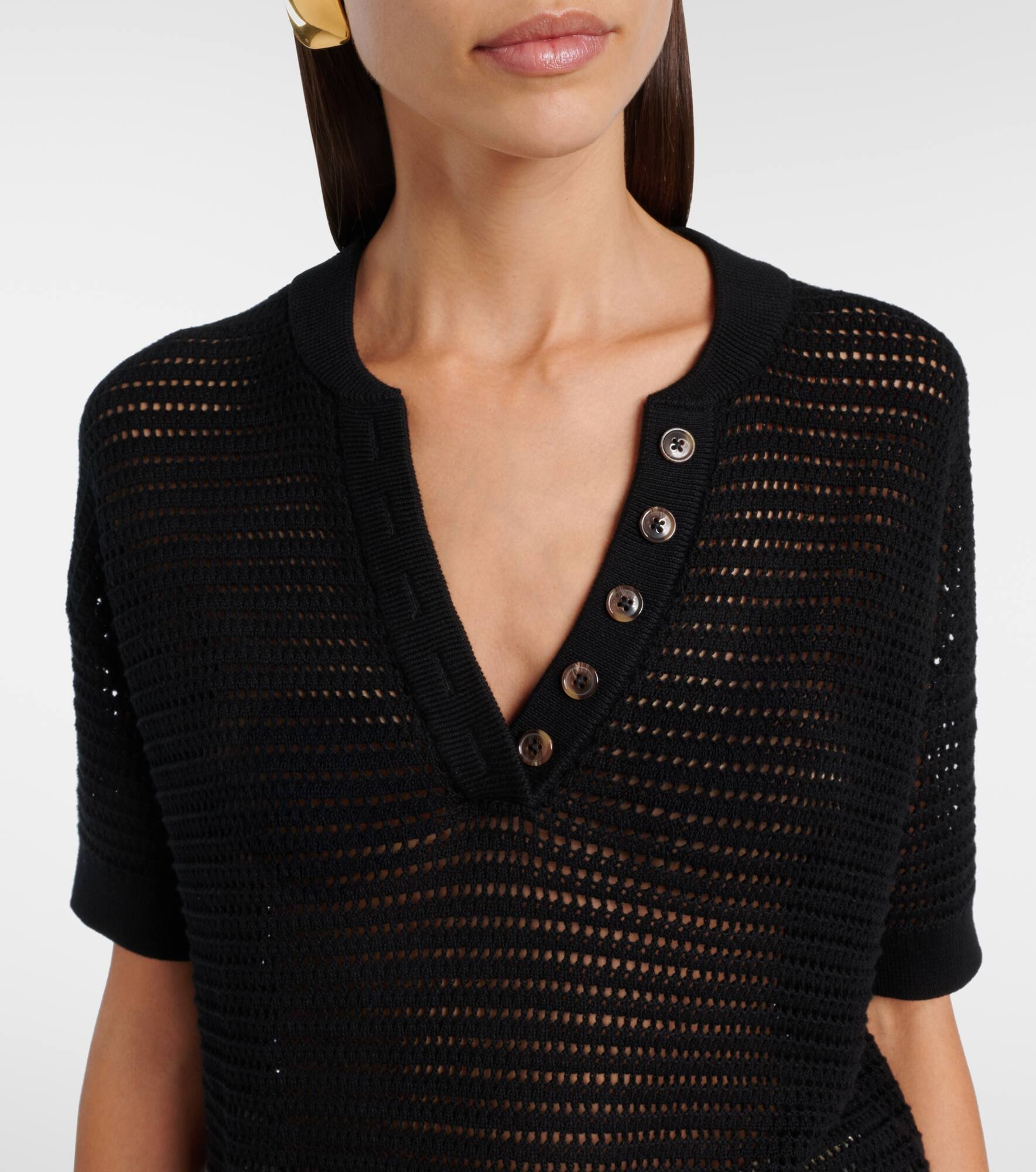 Callie open-knit cotton mesh top - 4