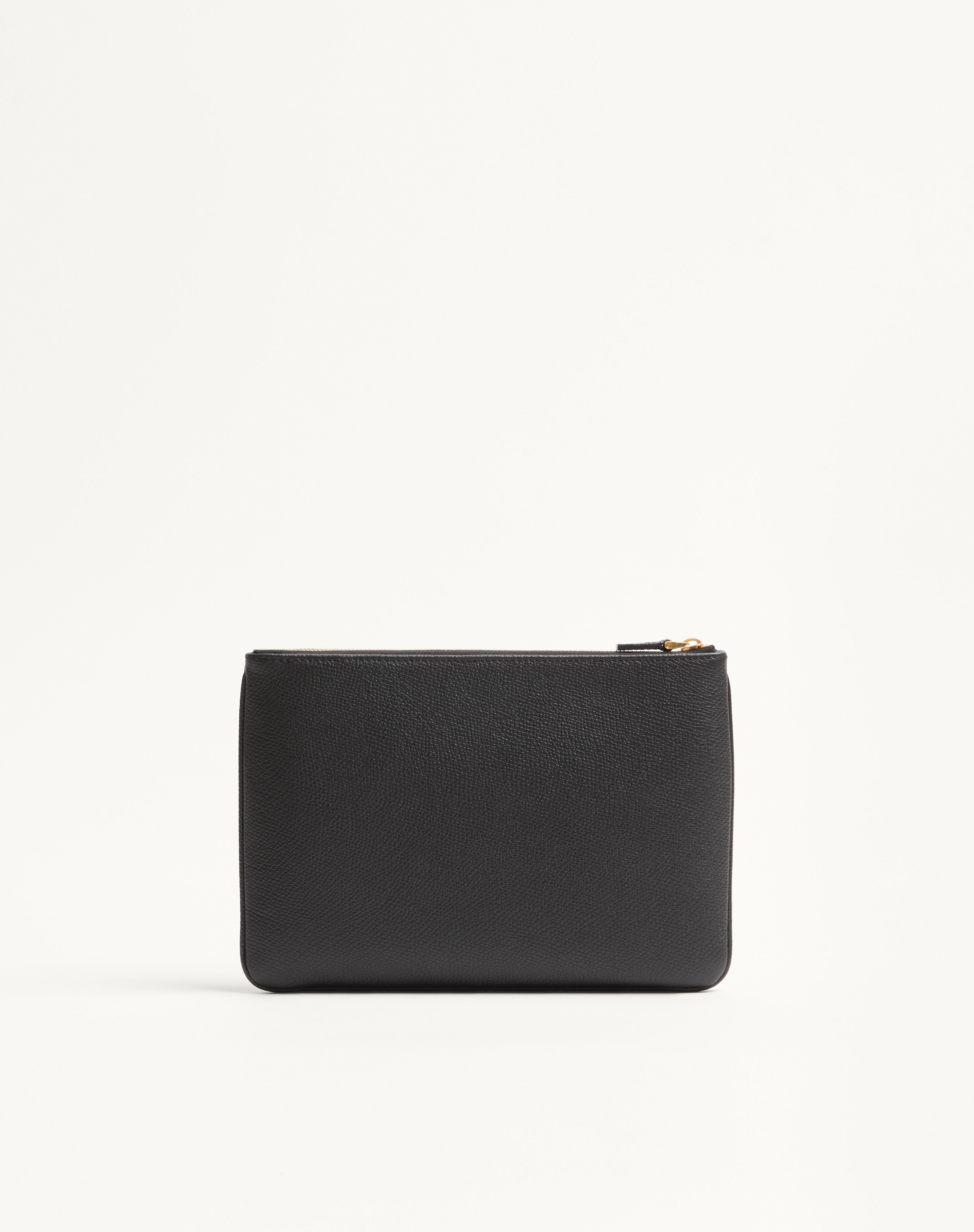 VLOGO SIGNATURE GRAINY CALFSKIN CLUTCH BAG - 5