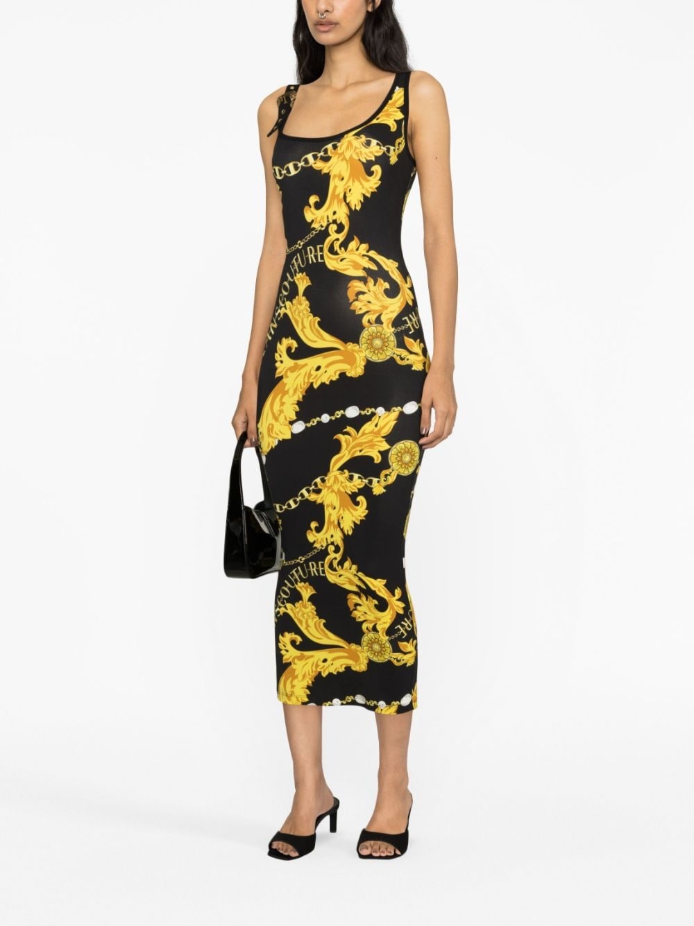 Chain Couture buckle-strap midi dress - 2