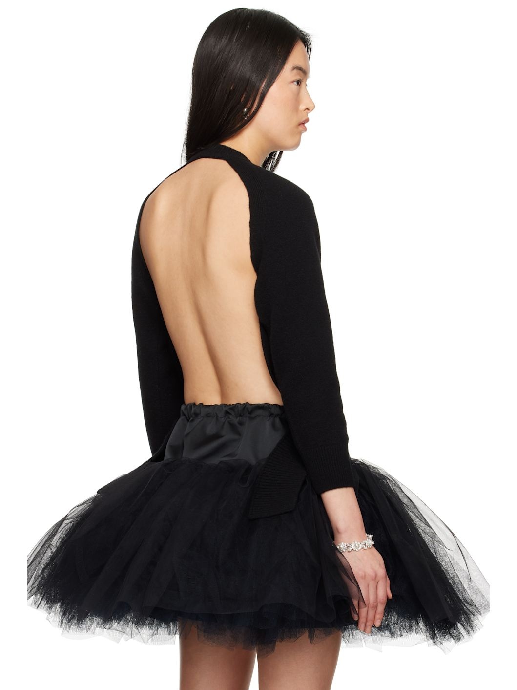 Black Open Back Cardigan - 3