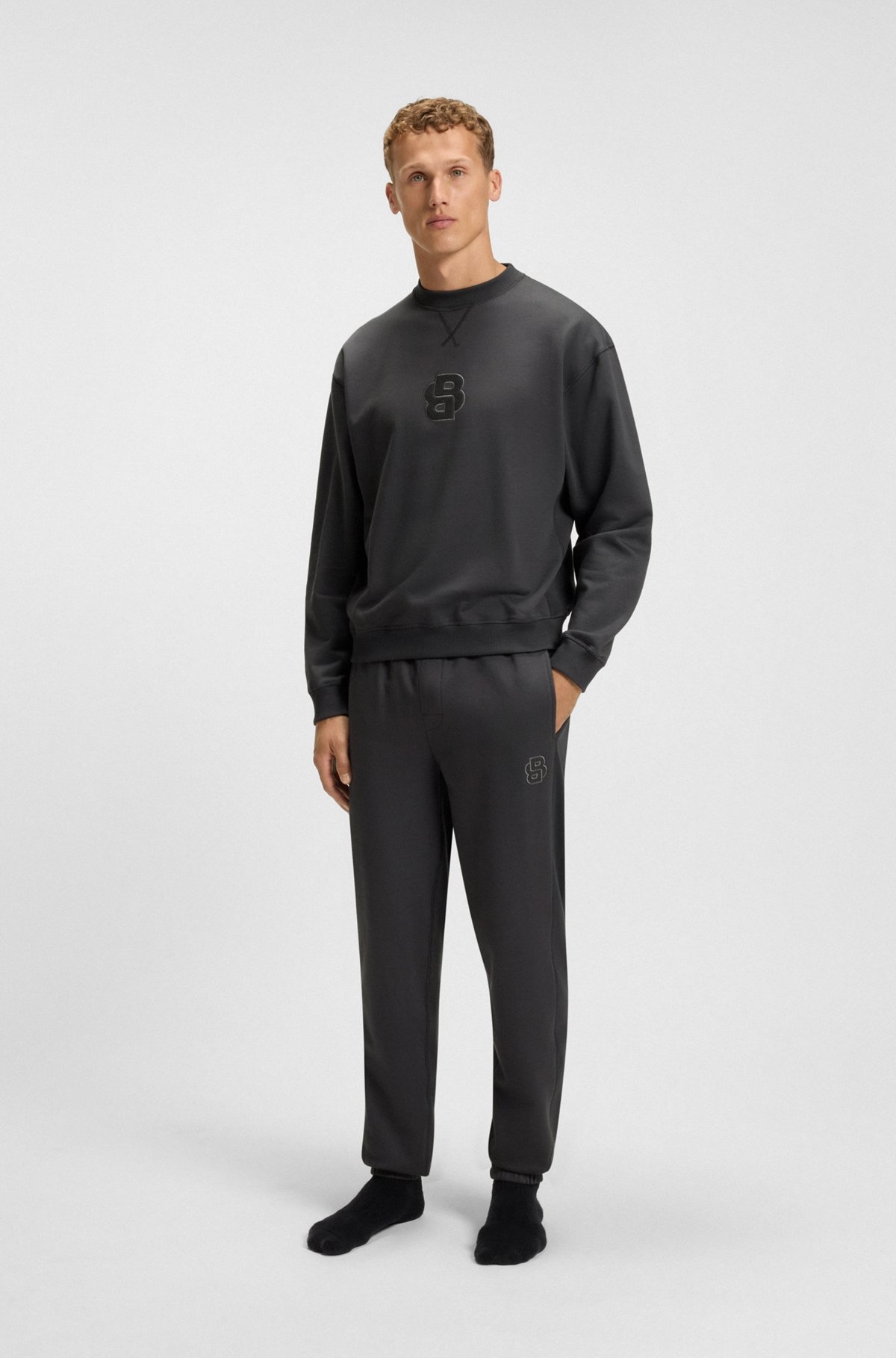 COTTON-TERRY SWEATSHIRT WITH DOUBLE B MONOGRAM - 3