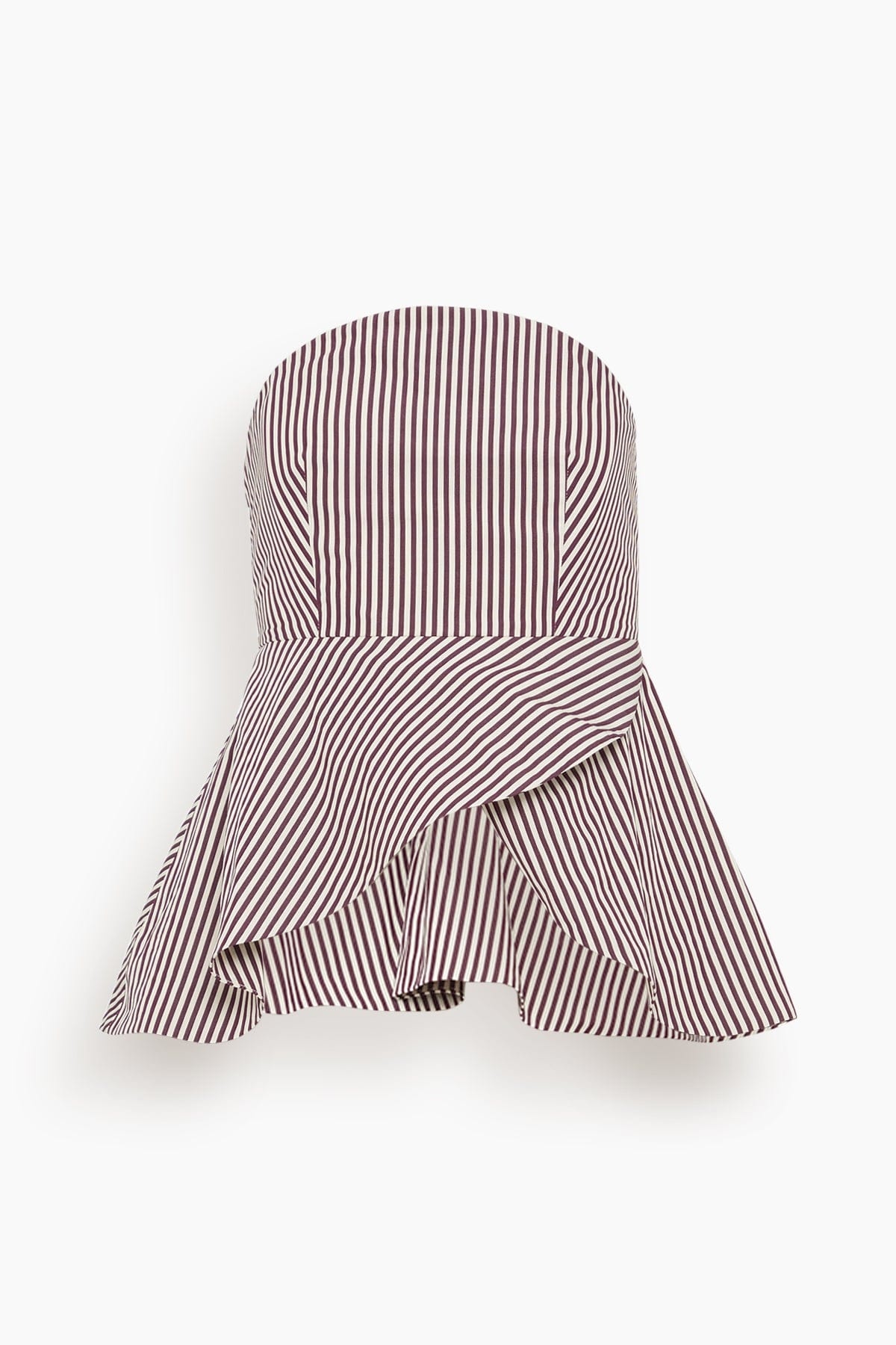 Volans Striped Organic Cotton Petal Top in Plum Stripe - 1