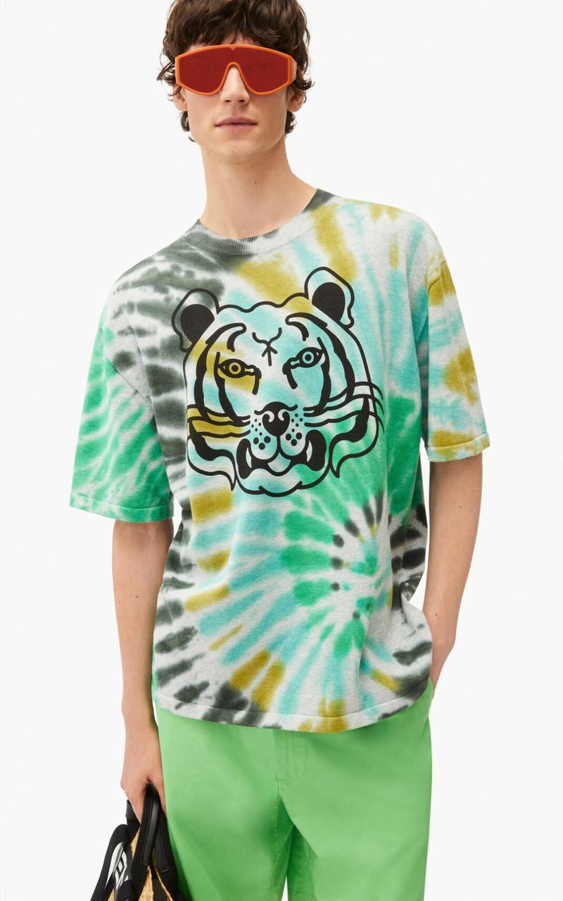 KENZO K-Tiger tie-dyed knit T-shirt outlook