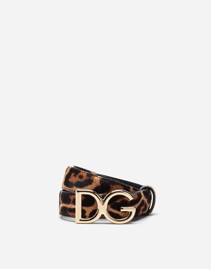 Belt in leopard print pony with logo - 1