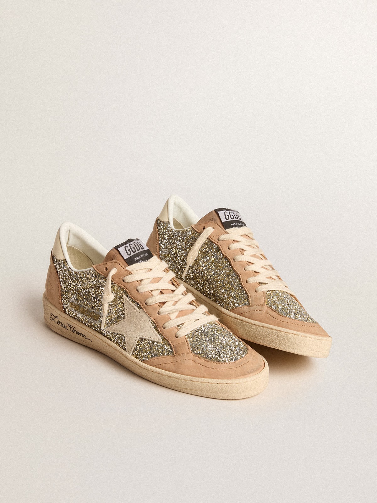 Ball Star in platinum glitter with cream leather star and nubuck toe - 2