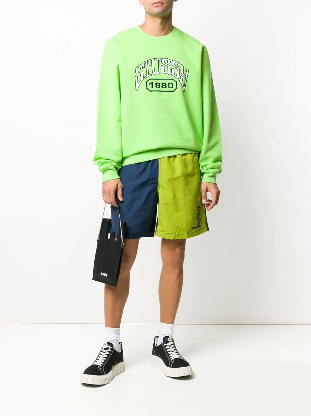 two-tone logo print track shorts - 2