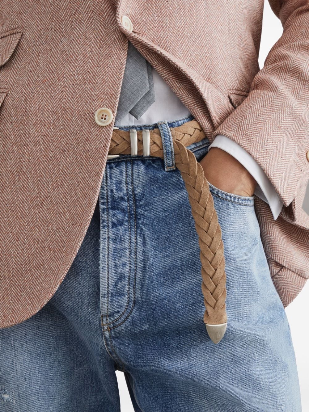 braided leather belt - 3
