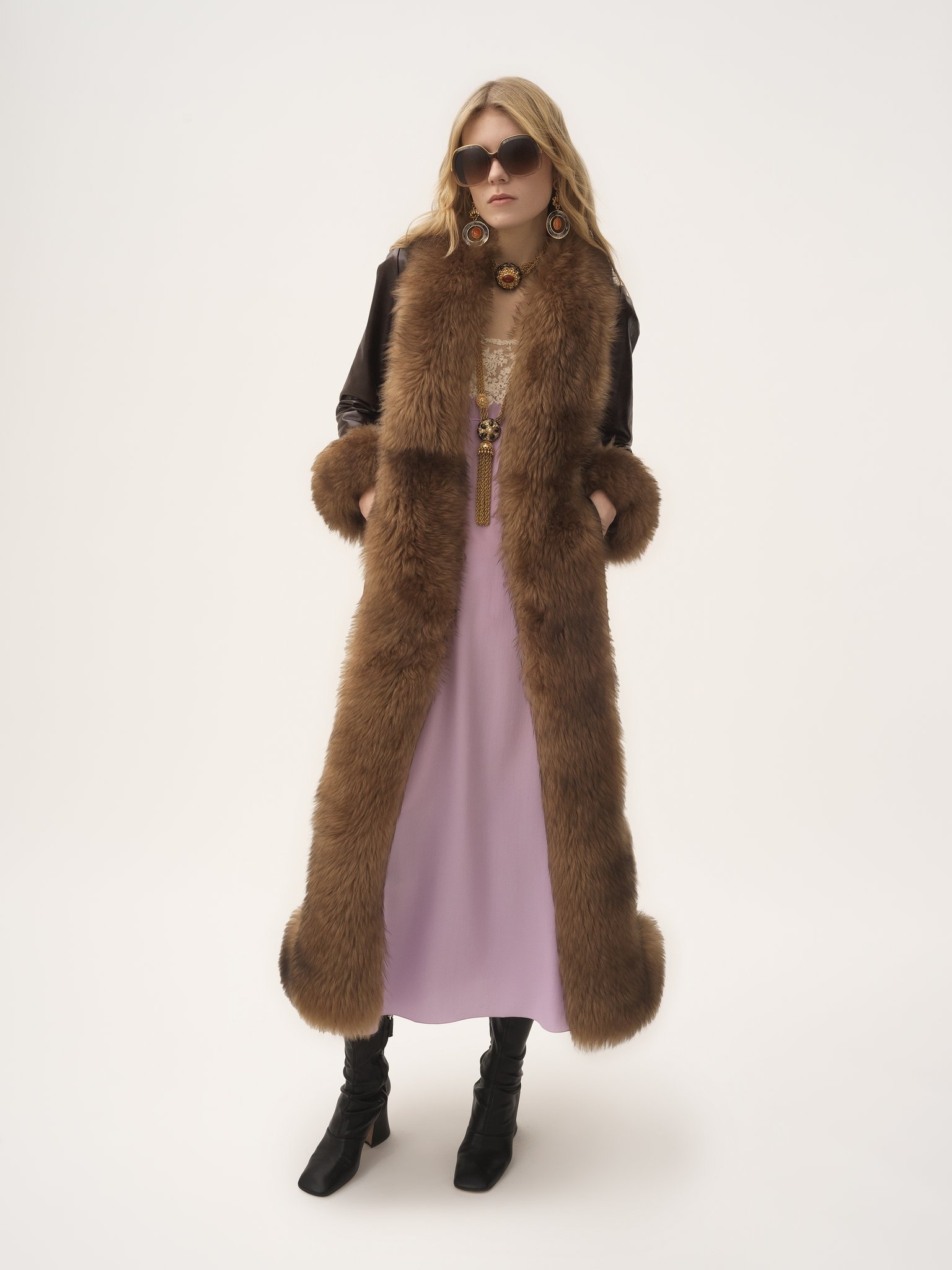 LONG COLUMN COAT IN LEATHER - 3