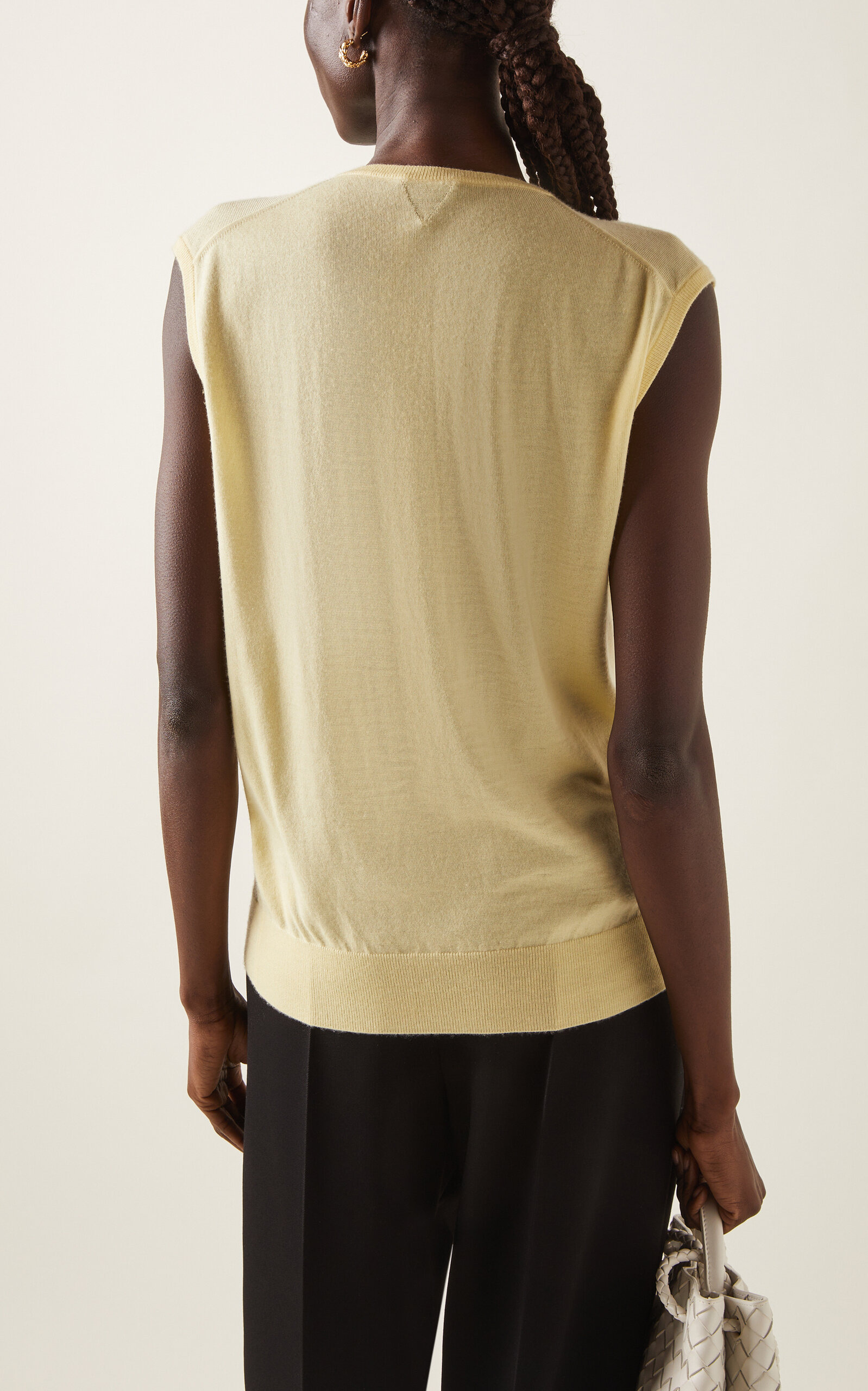 Sleeveless Knit Cashmere Top yellow - 4