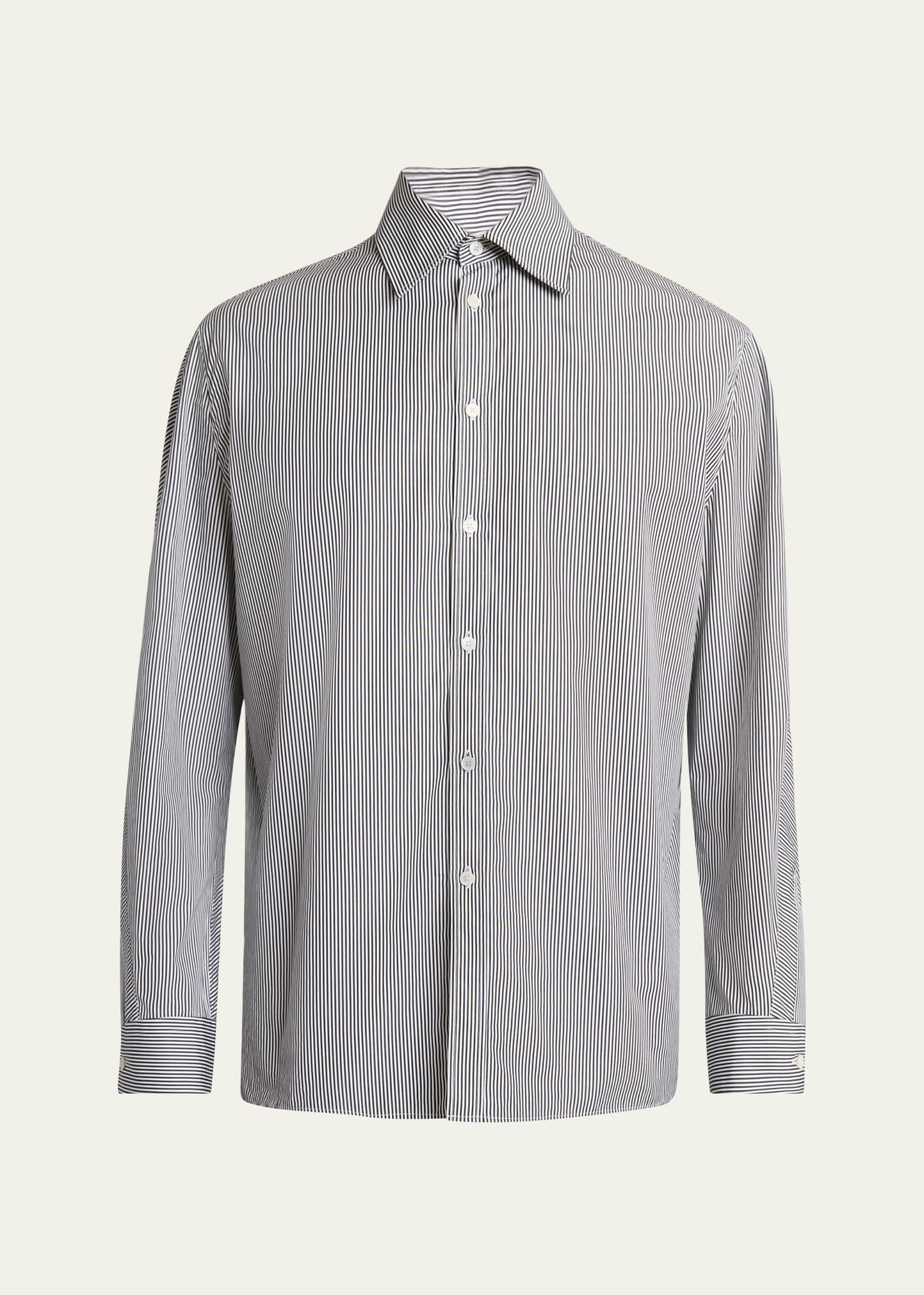 Men's Pinstripe Poplin Dress Shirt - 1