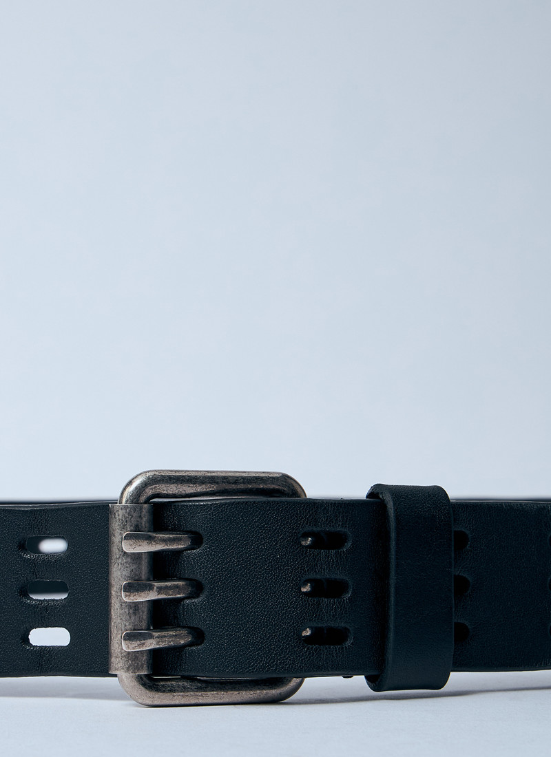 SAINT LAURENT Leather Motorcycle Belt outlook