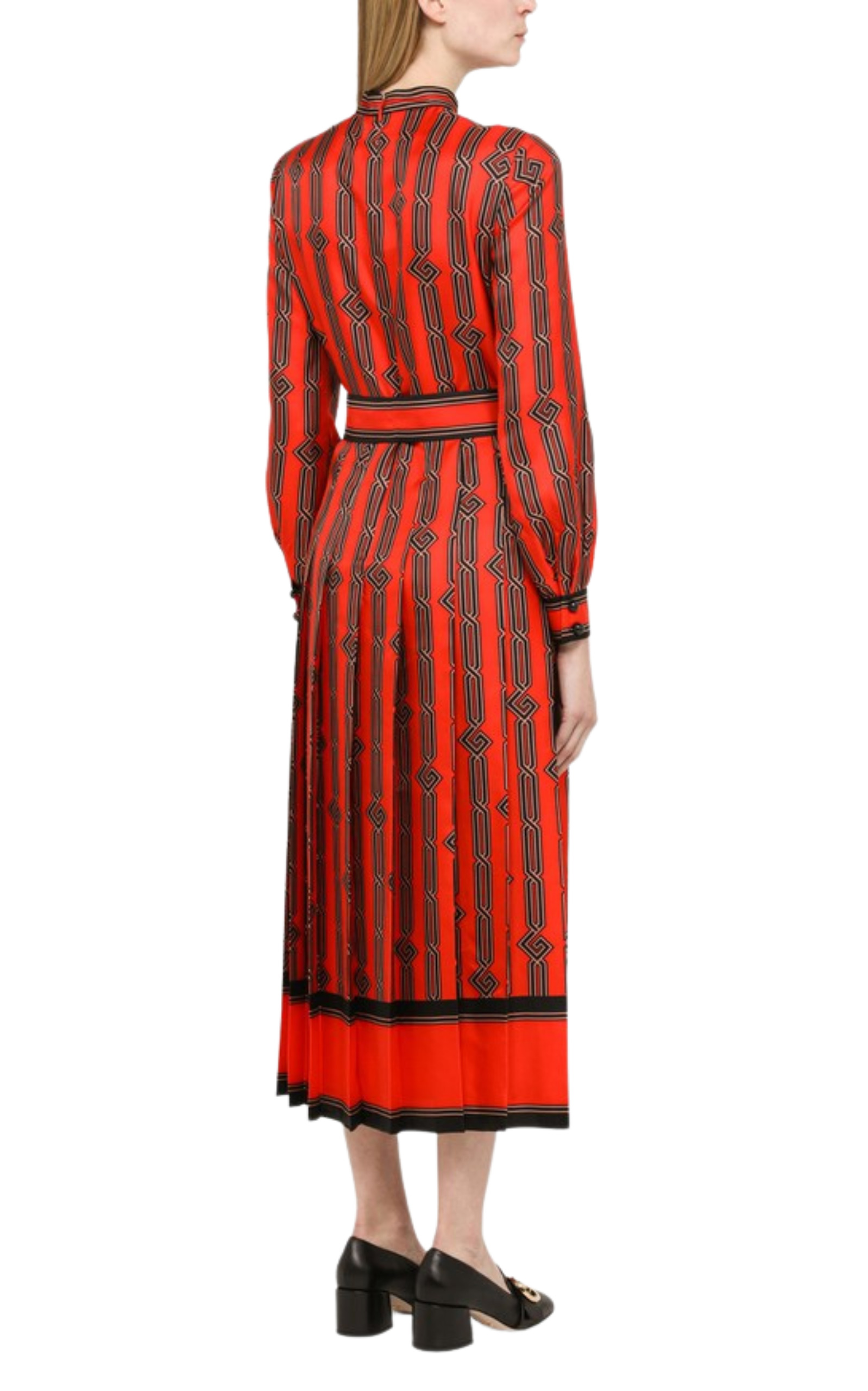 Square G Chain Print Silk Dress - 4