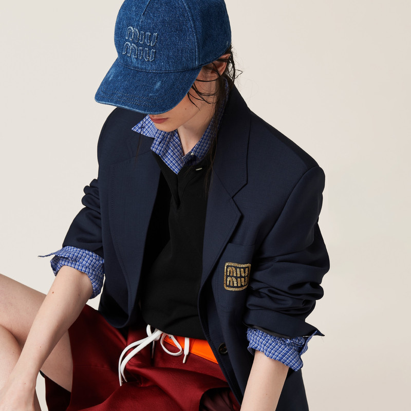 Miu Miu Denim baseball cap outlook