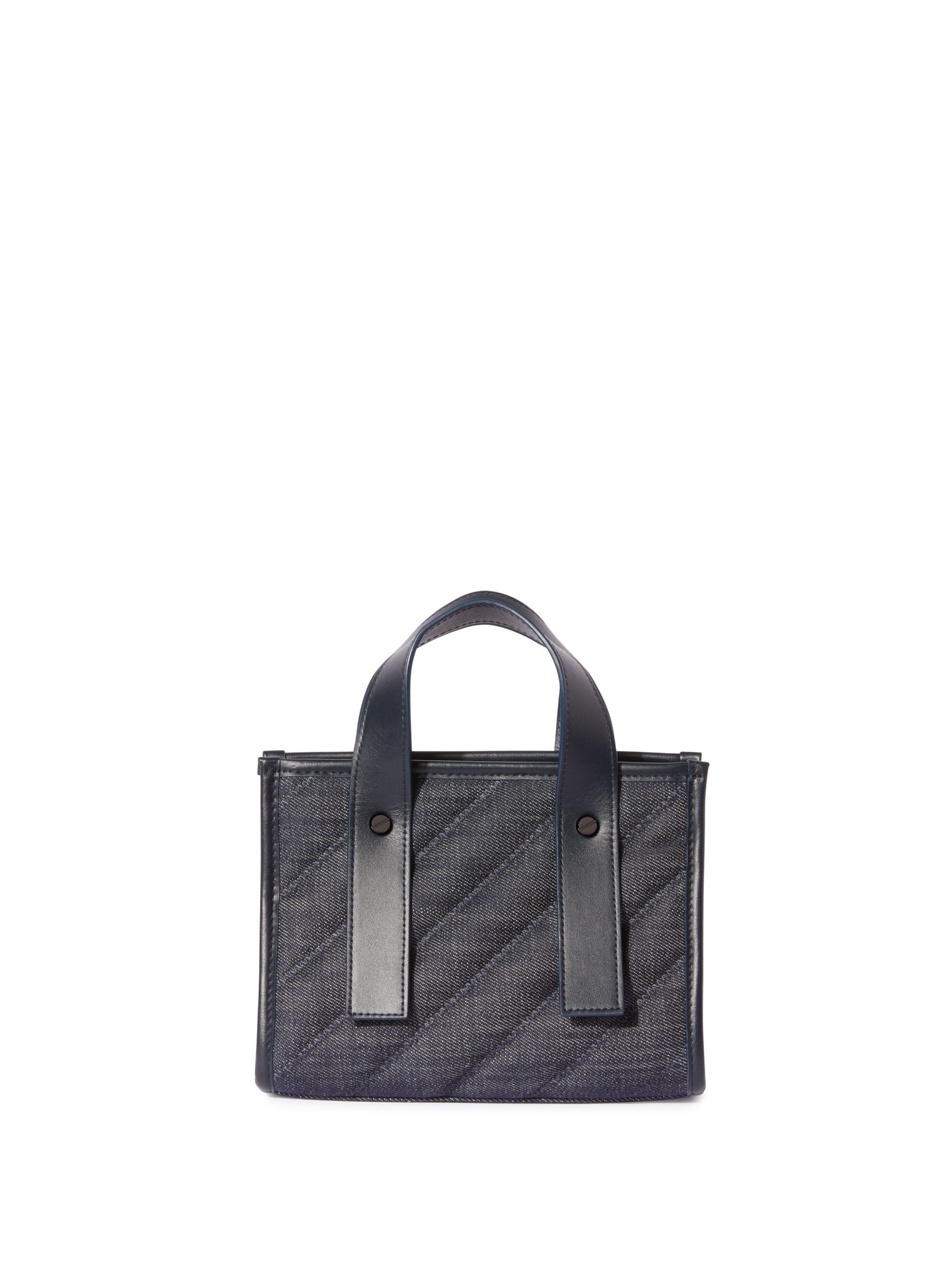 Dark Blue Quilted Denim Tote Bag - 5