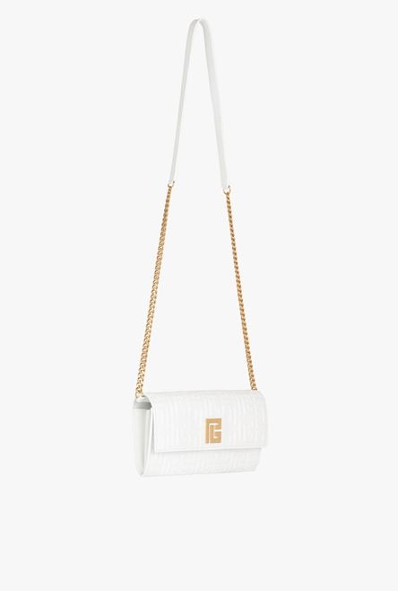 White debossed leather chain 1945 wallet with Balmain monogram - 6